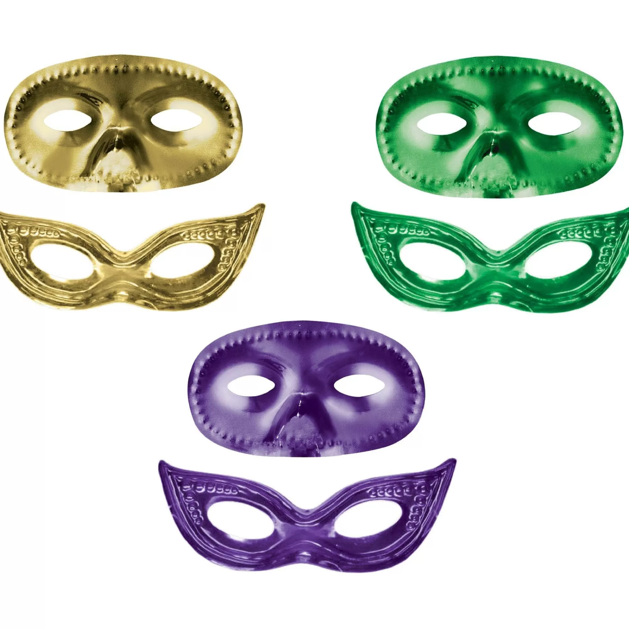 Party City Masquerade-Metallic Mardi Gras Plastic Masks, 6Ct