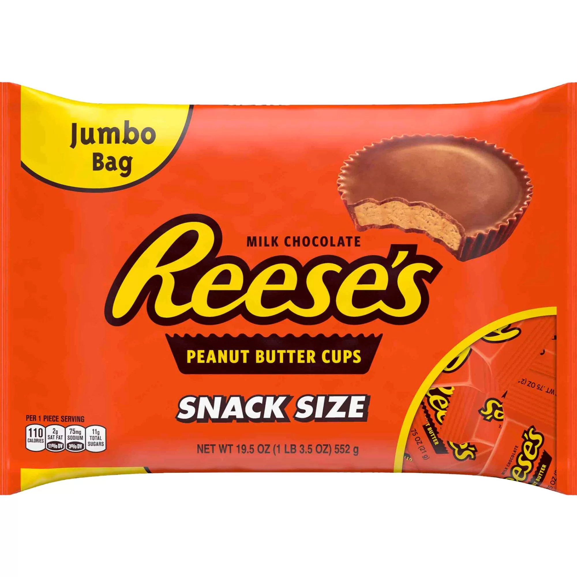 Reeses Bulk Candy-Milk Chocolate Reese's Peanut Butter Cup Snack Size Jumbo Bag 1.22Lb
