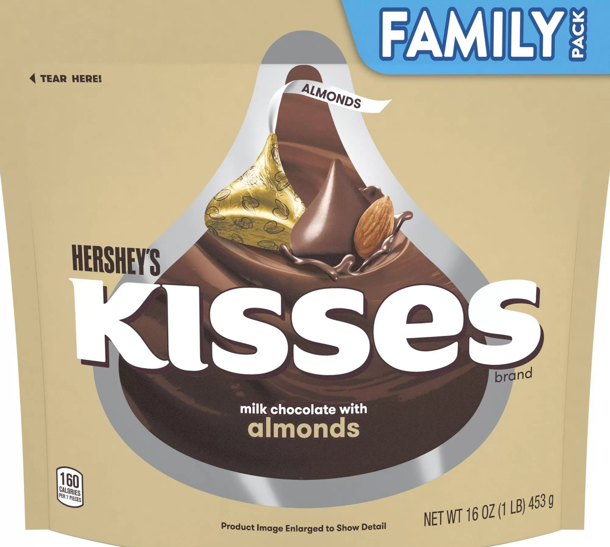 Hershey's Chocolate Candy-Milk Chocolate With Almonds Kisses Family Pack