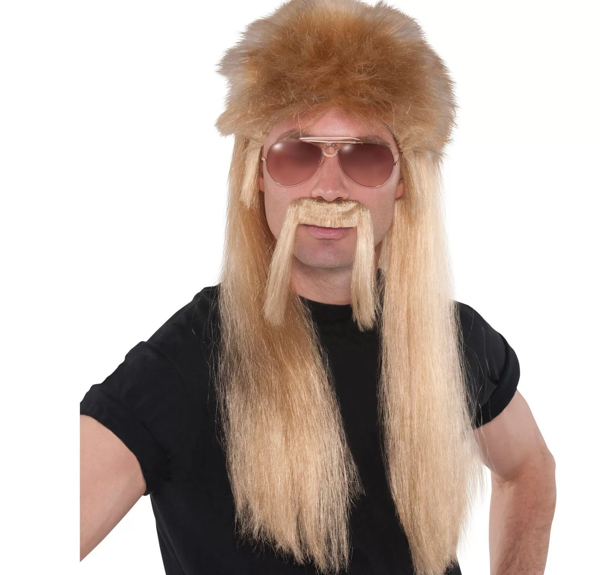 Party City Facial Hair-Mississippi Mud Flap Mullet Wig Blonde