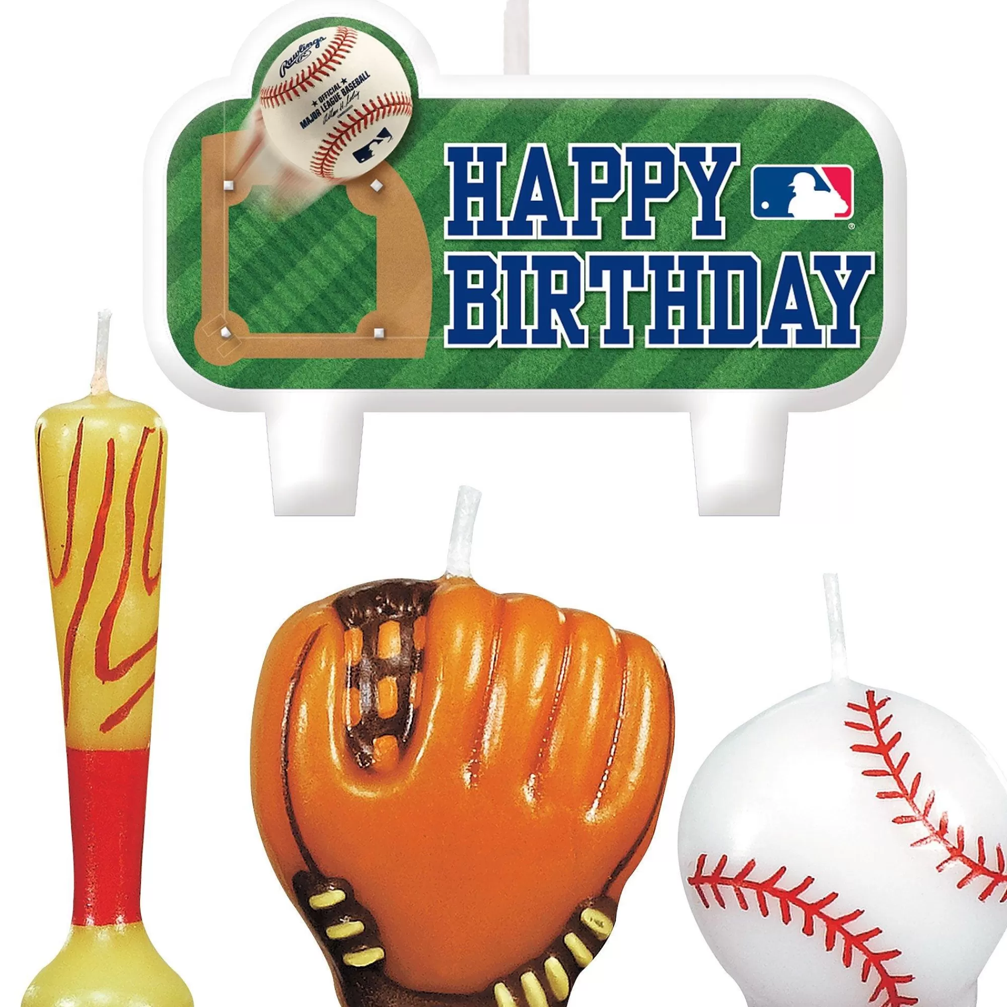 MLB Baking Supplies- Baseball Birthday Candles, 4Ct