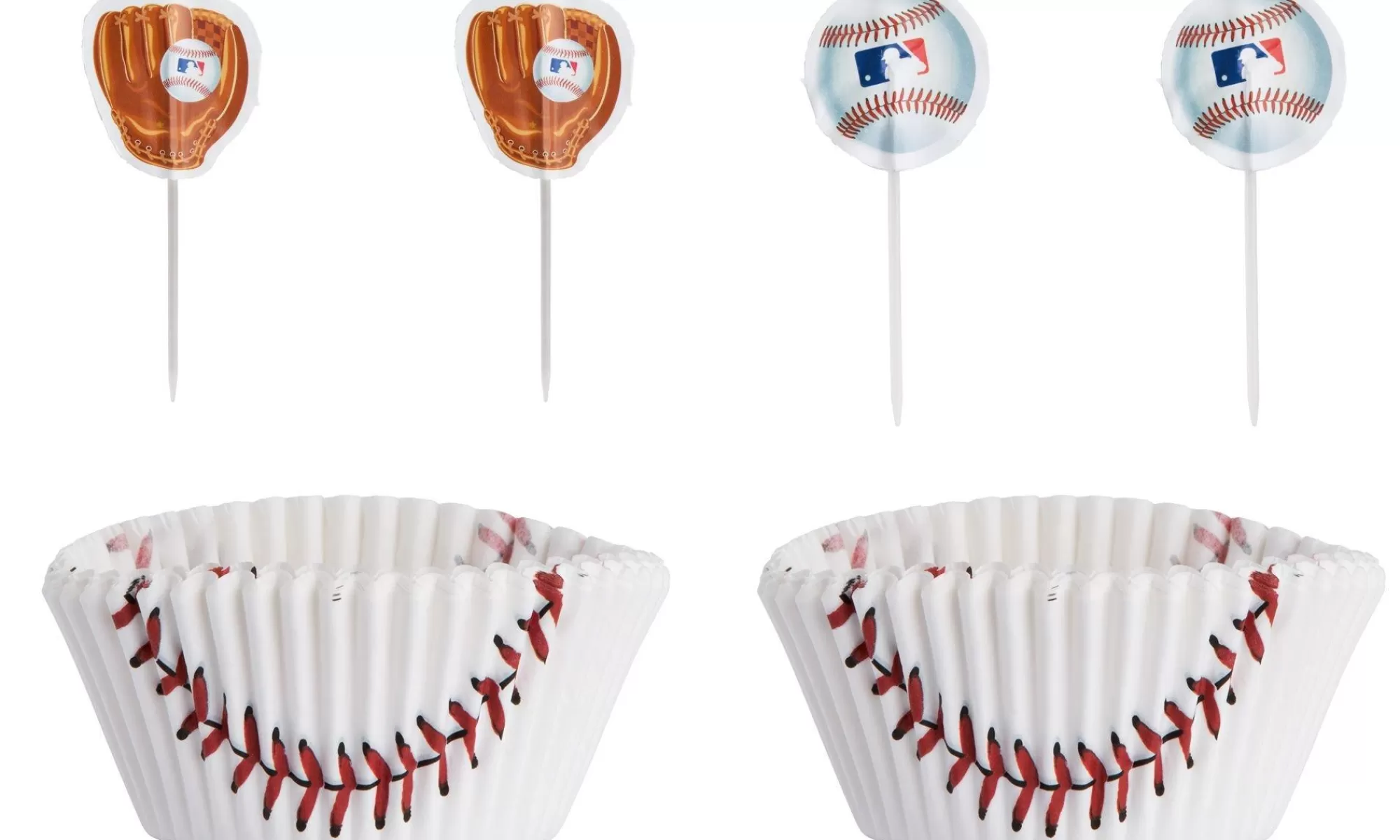 MLB Baking Cups- Baseball Cupcake Decorating Kit For 24