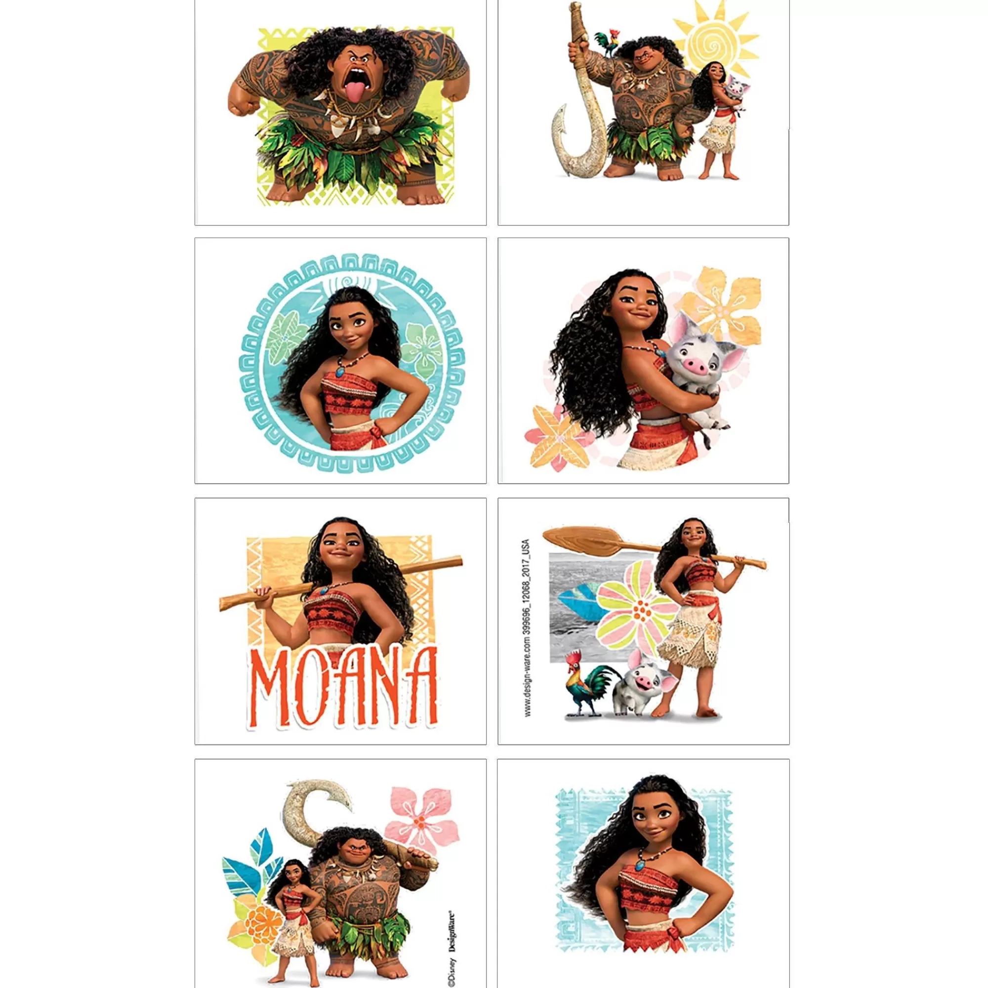 Party City Makeup-Moana Tattoos 1 Sheet