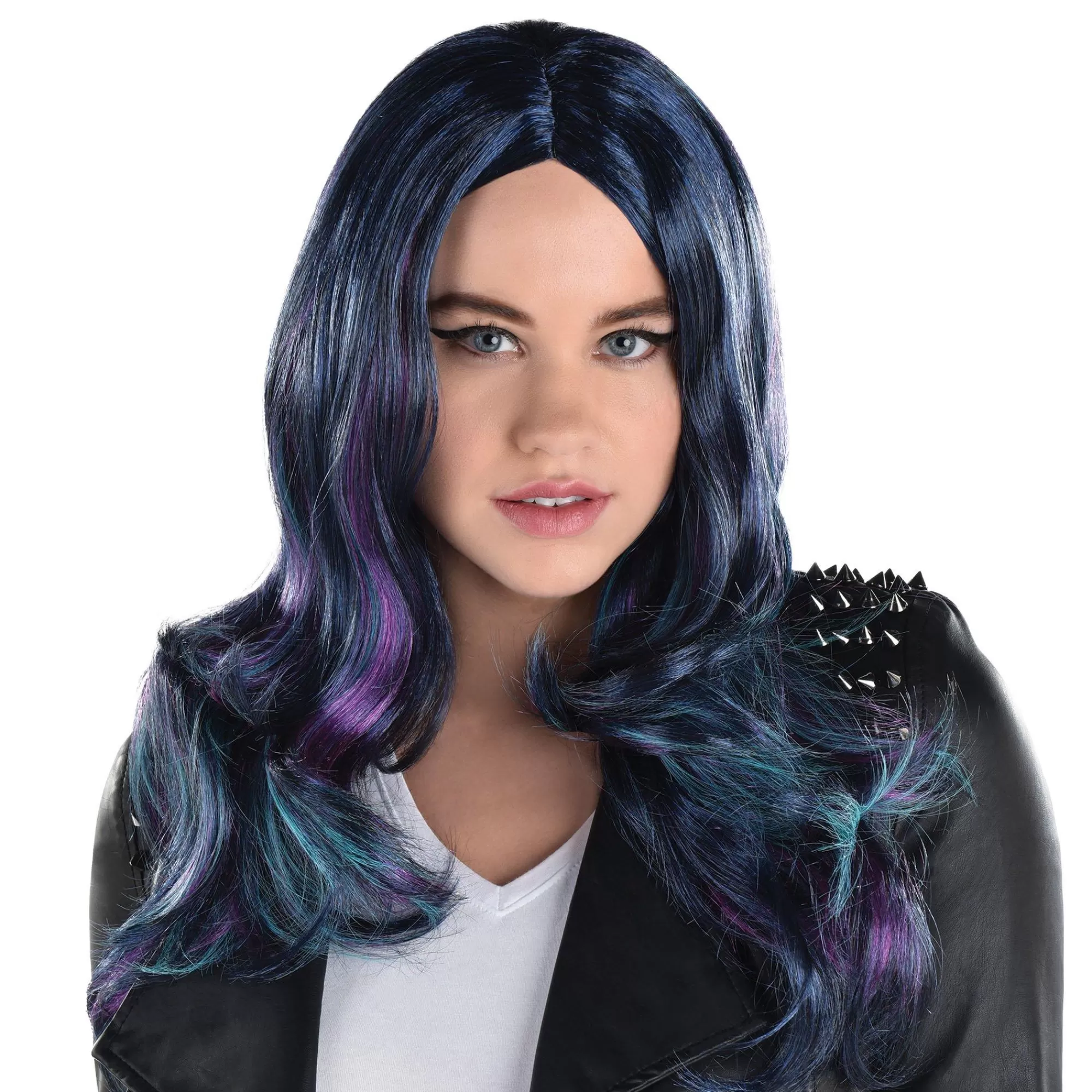 Party City Wigs-Navy Blue, Purple & Turquoise Oil Slick Curly Wig, 20In