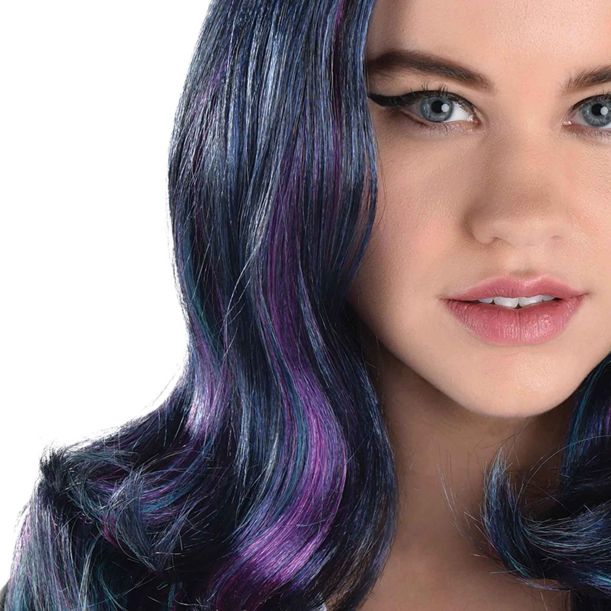 Party City Wigs-Navy Blue, Purple & Turquoise Oil Slick Curly Wig, 20In