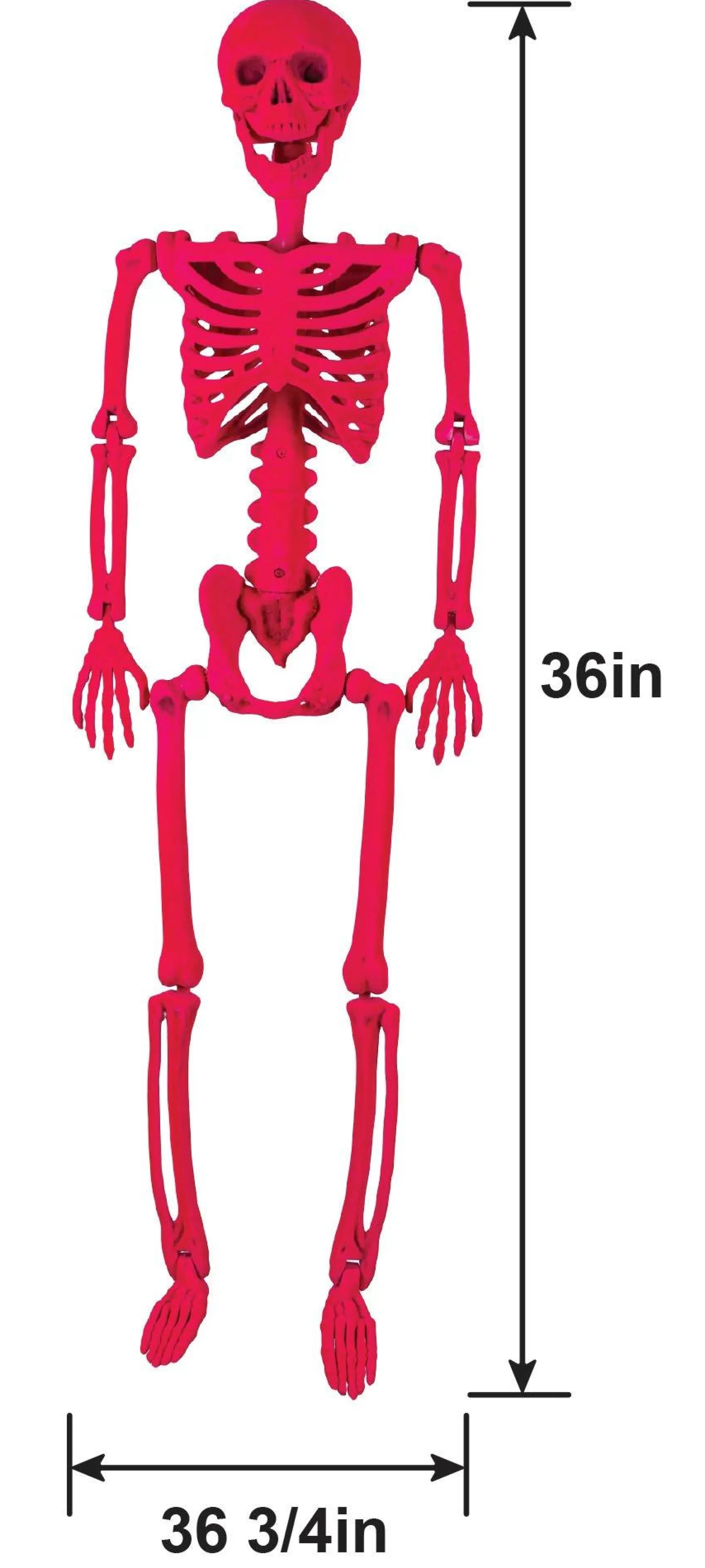 Party City Boneyard Glam | Neon Pink Black Light Reactive Flocked Skeleton Hanging Decoration, 36In