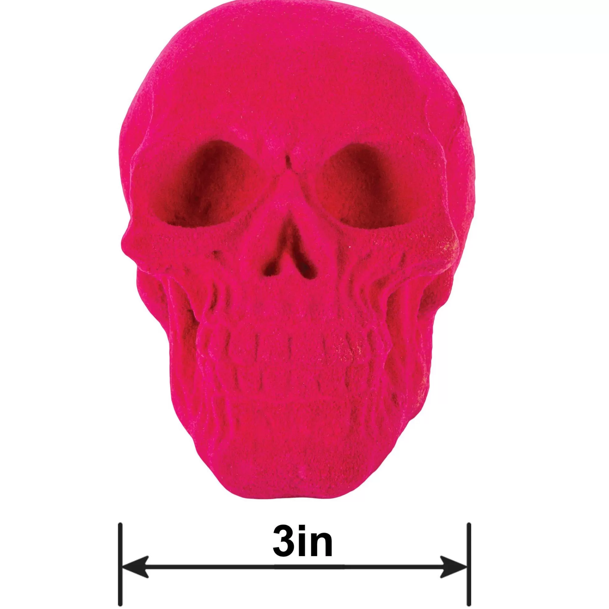Party City Boneyard Glam | Neon Pink Black Light Reactive Flocked Skull Decoration, 3.46In