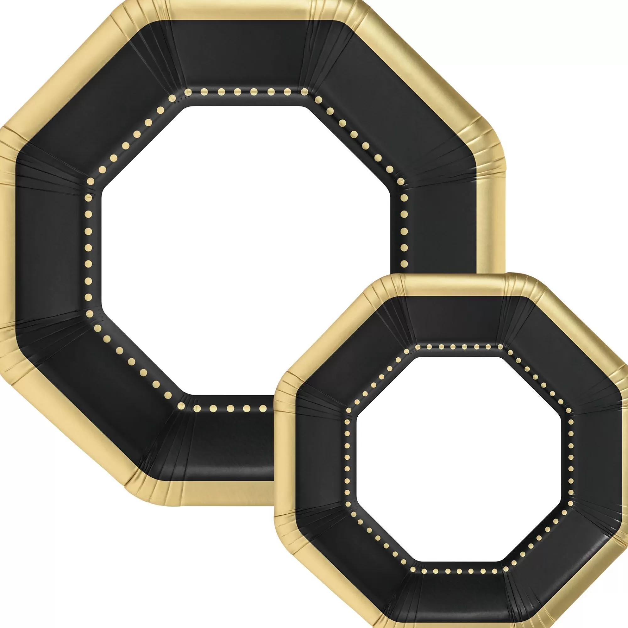 Party City The Nightmare Before Christmas | Octoganal Premium Paper Dinner (10.25In) & Dessert (7.5In) Plates With Gold Border, 20Ct