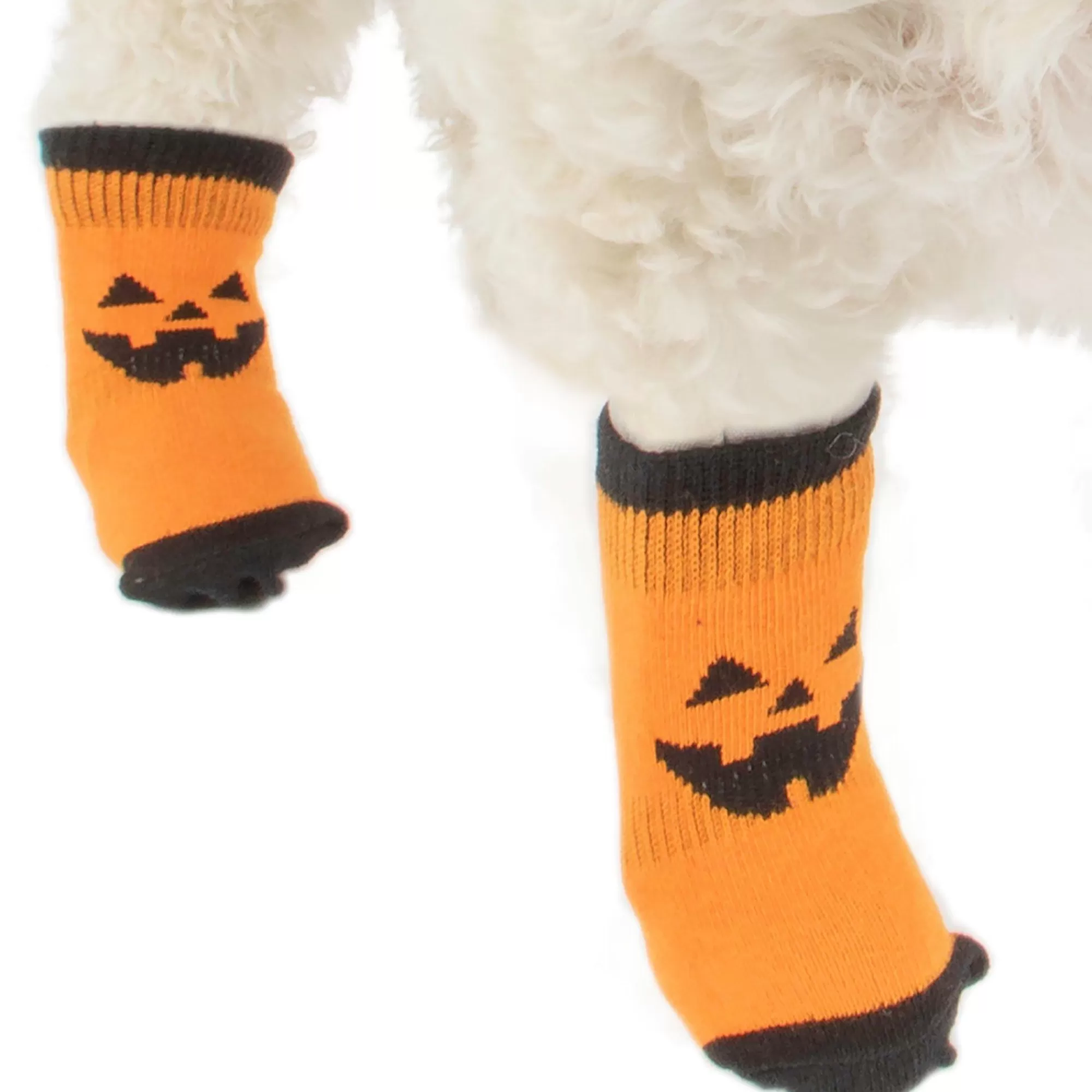 Party City Dog & Pet Costumes-Orange & Black Jack-O'-Lantern Anti-Slip Dog Socks