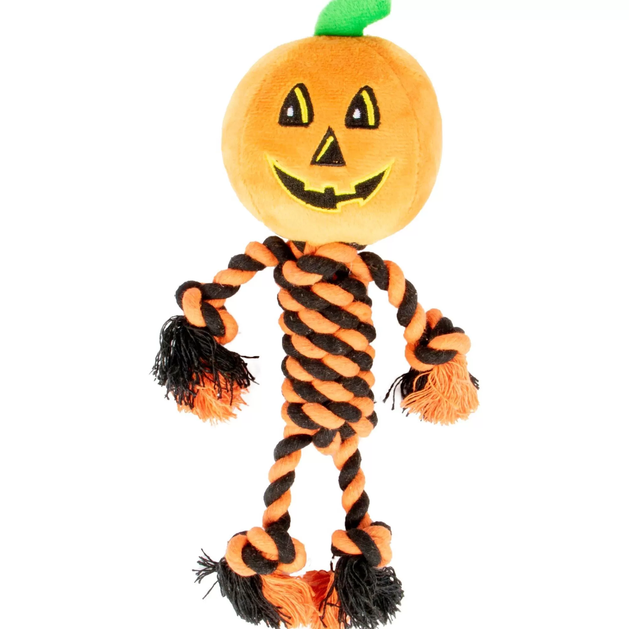 Party City Dog & Pet Costumes-Orange & Black Pumpkin Rope Dog Toy