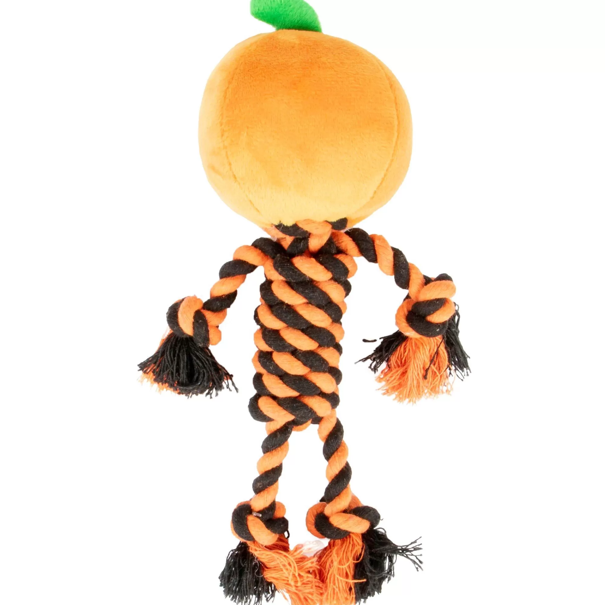 Party City Dog & Pet Costumes-Orange & Black Pumpkin Rope Dog Toy