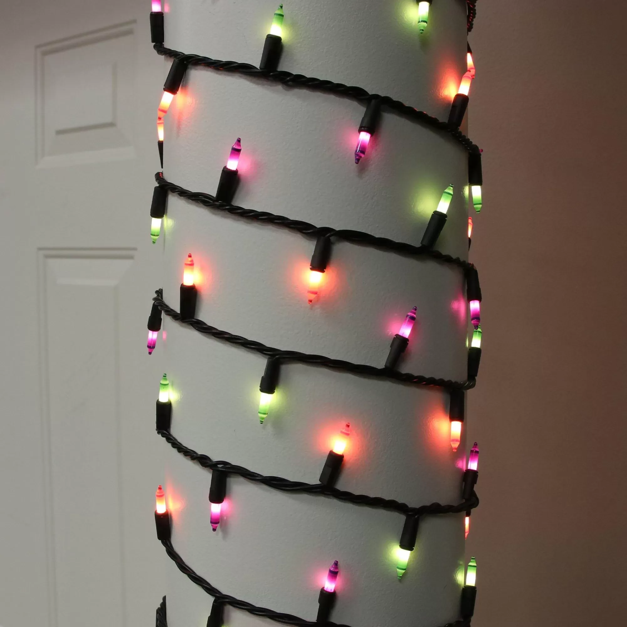 Party City Strobe Lights & Black Lights | Orange, Purple, & Green Frosted Incandescent String Lights, 100 Bulbs, 21Ft