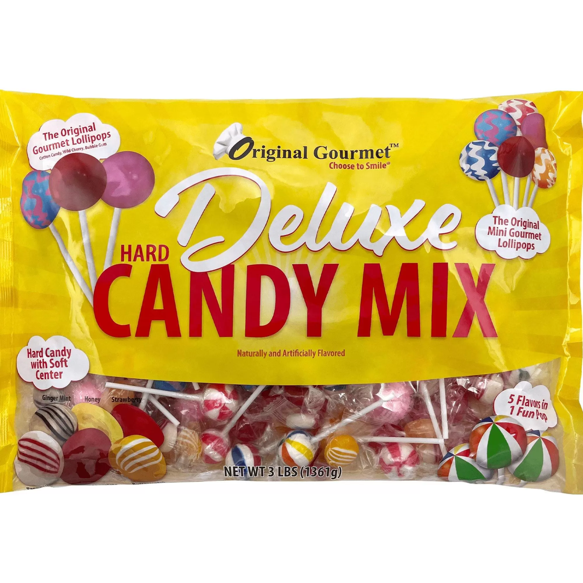 Party City Lollipops-Original Gourmet Deluxe Hard Candy Mix, 3Lb