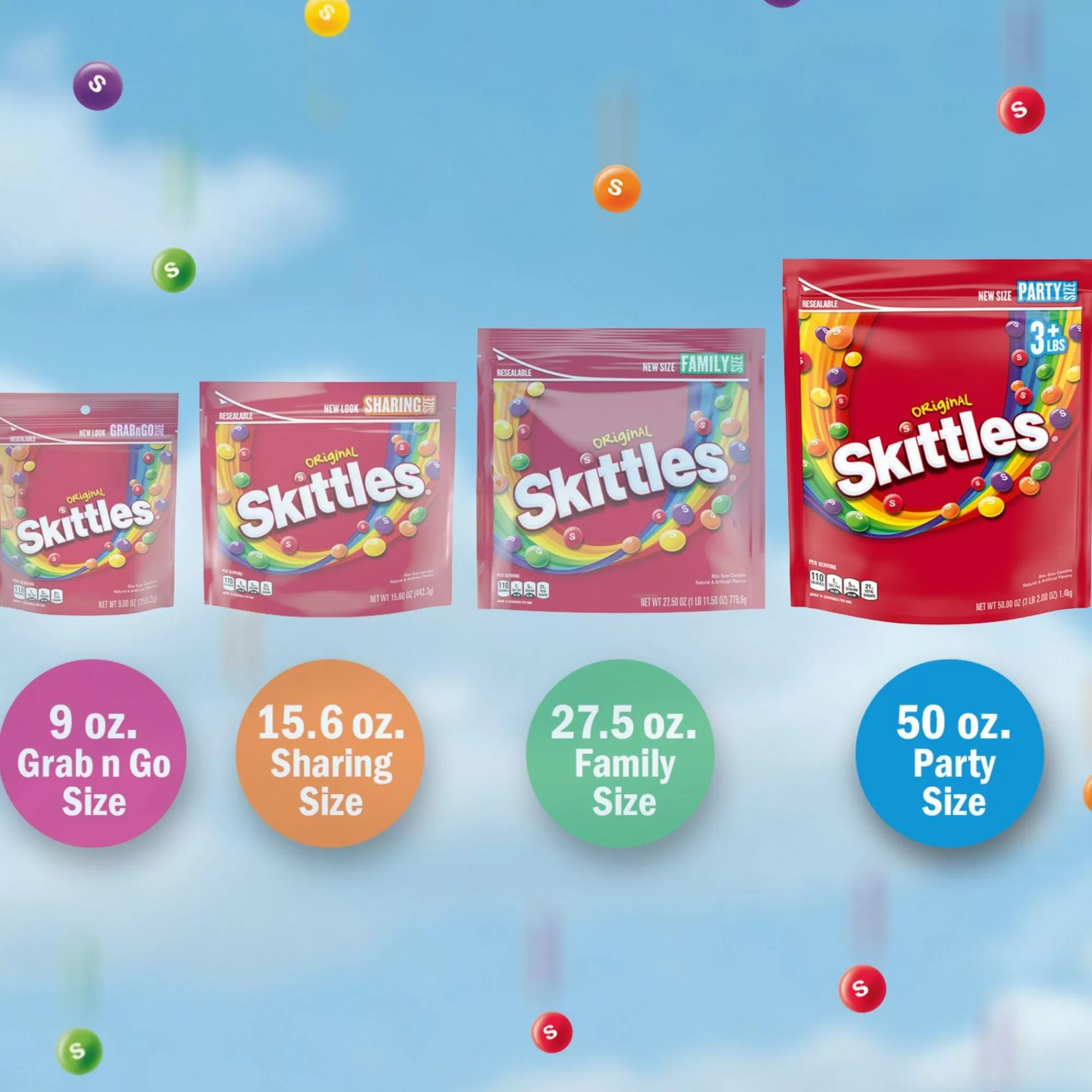 Skittles Bulk Candy-Original Party Size Resealable Bag, 50Oz, 1,377Pc
