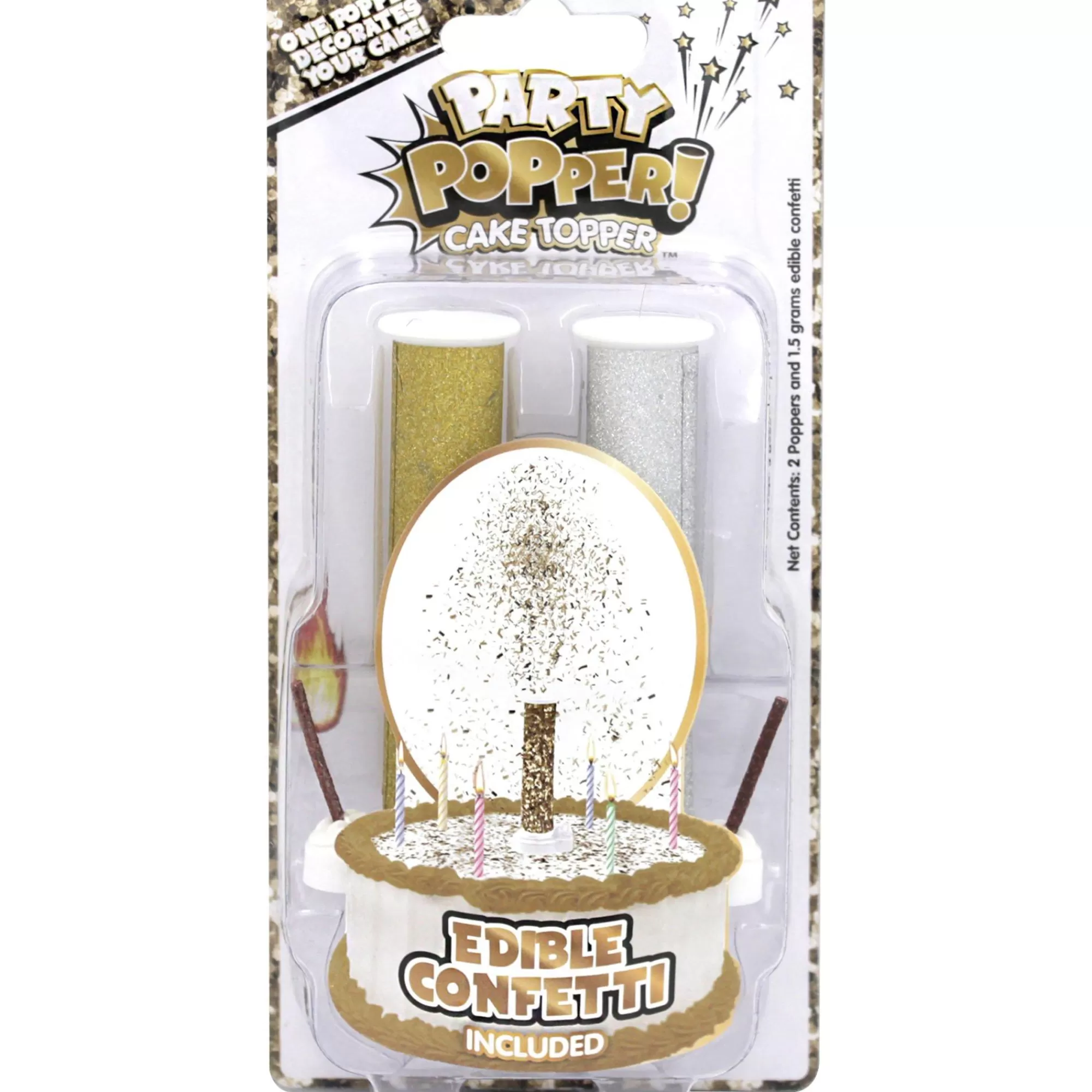 Party City Baking Supplies-Party Popper Cake Toppers, 7.12In, 2Ct