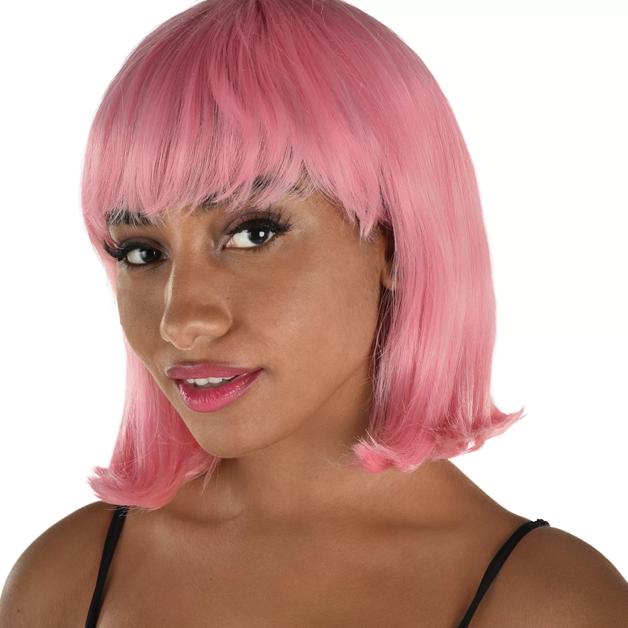 Party City Wigs-Pink Bob Wig With Bangs