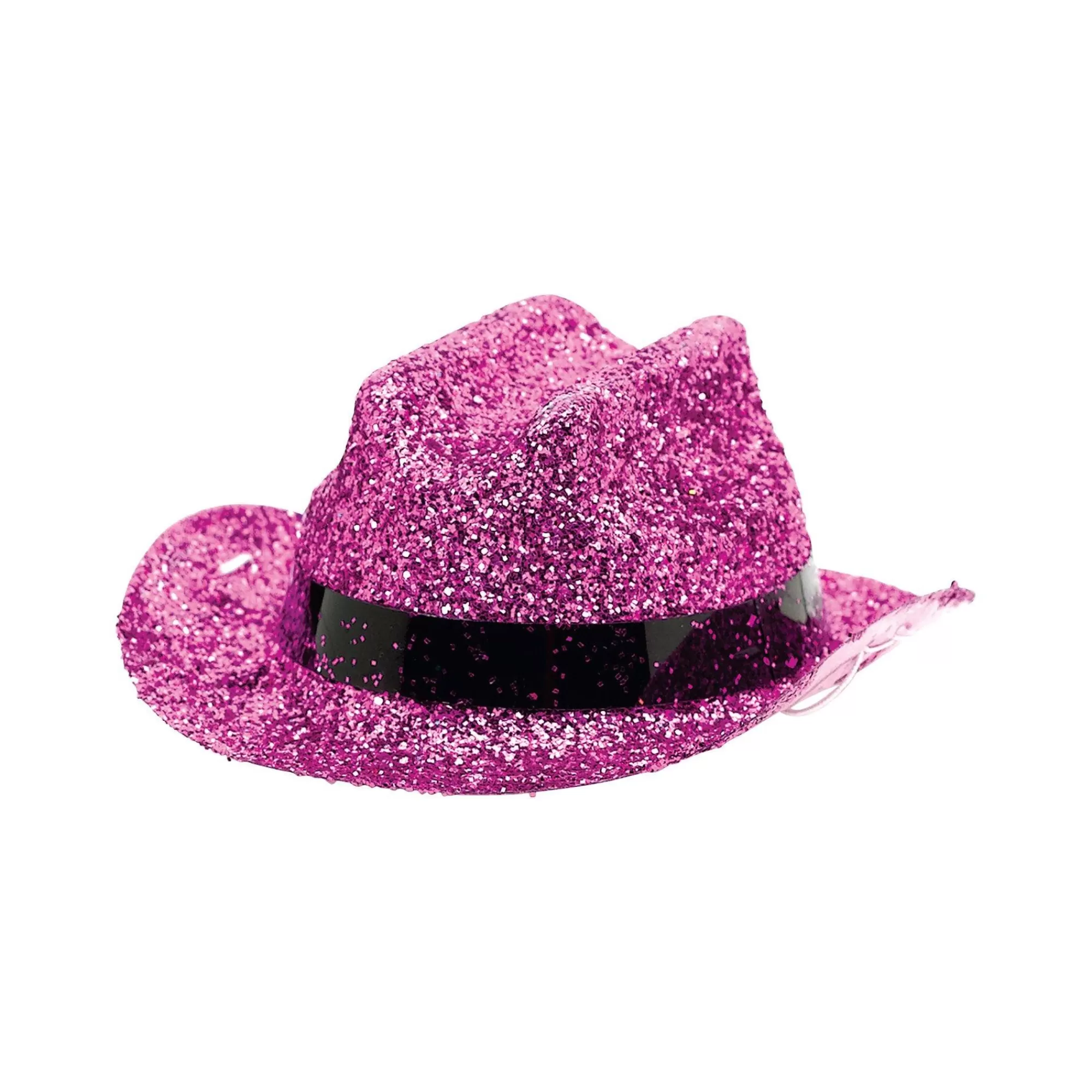 Party City Hats-Pink Glitter Mini Cowboy Hat Hot Pink