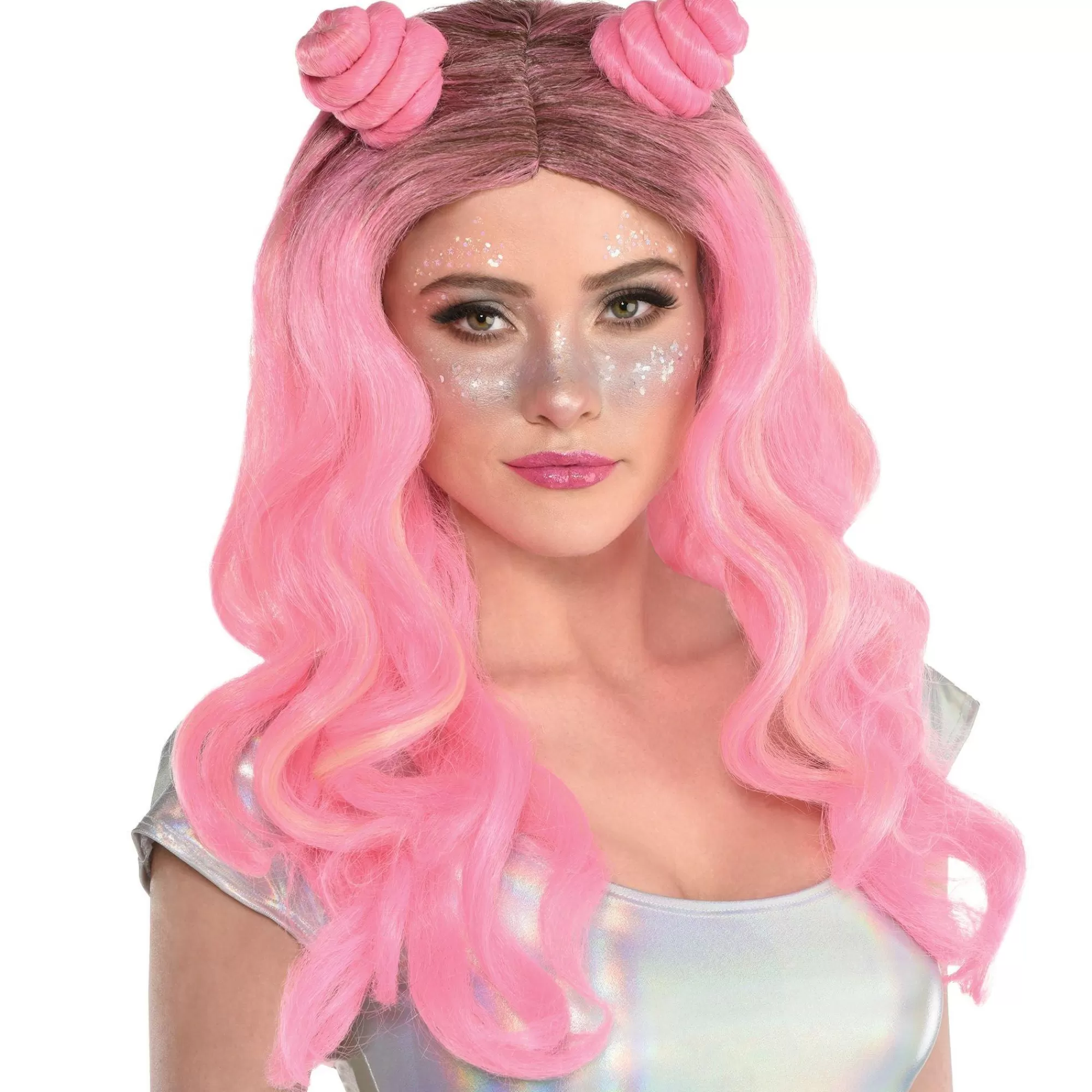 Party City Wigs-Pink Space Buns Wig