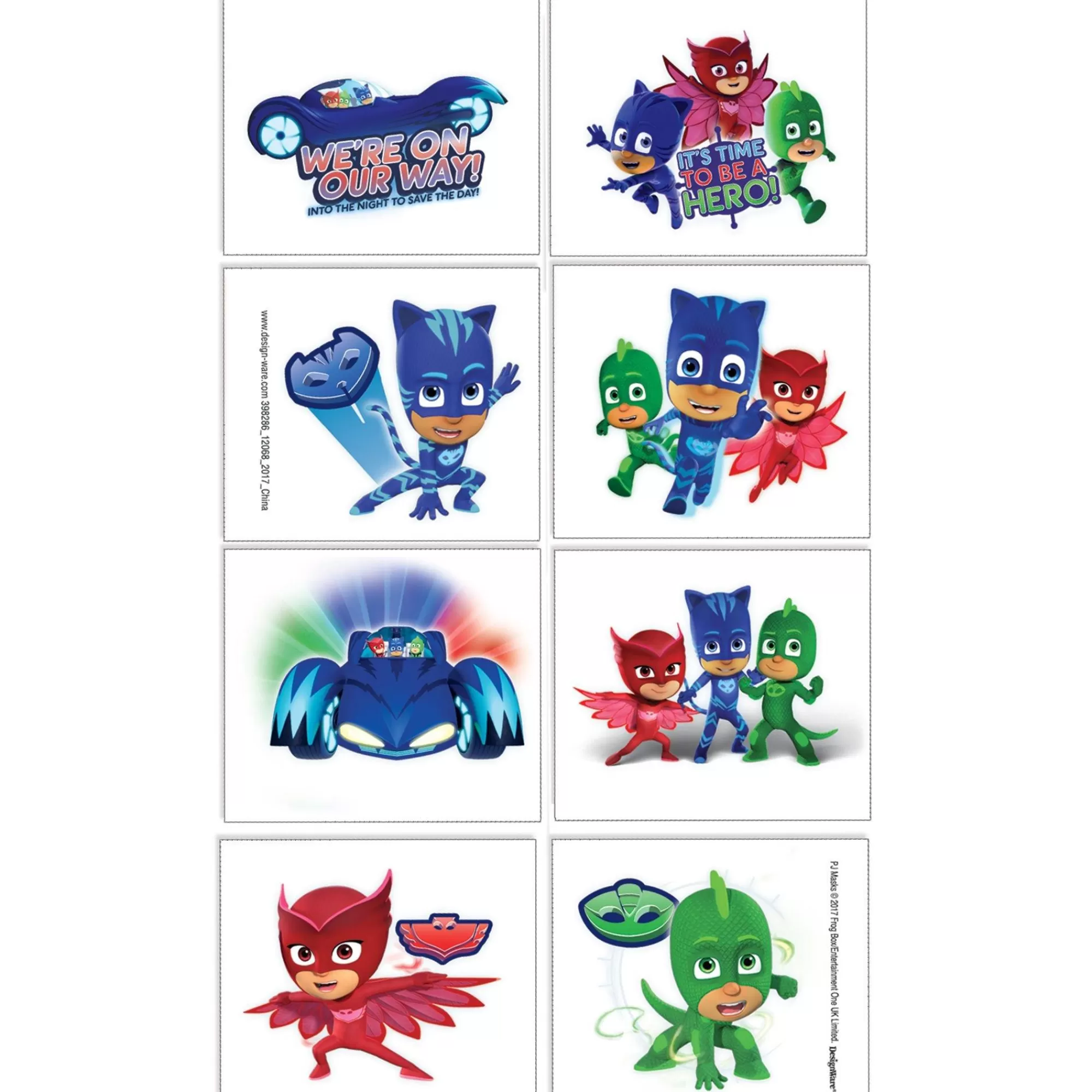 Party City Makeup-Pj Masks Tattoos 1 Sheet