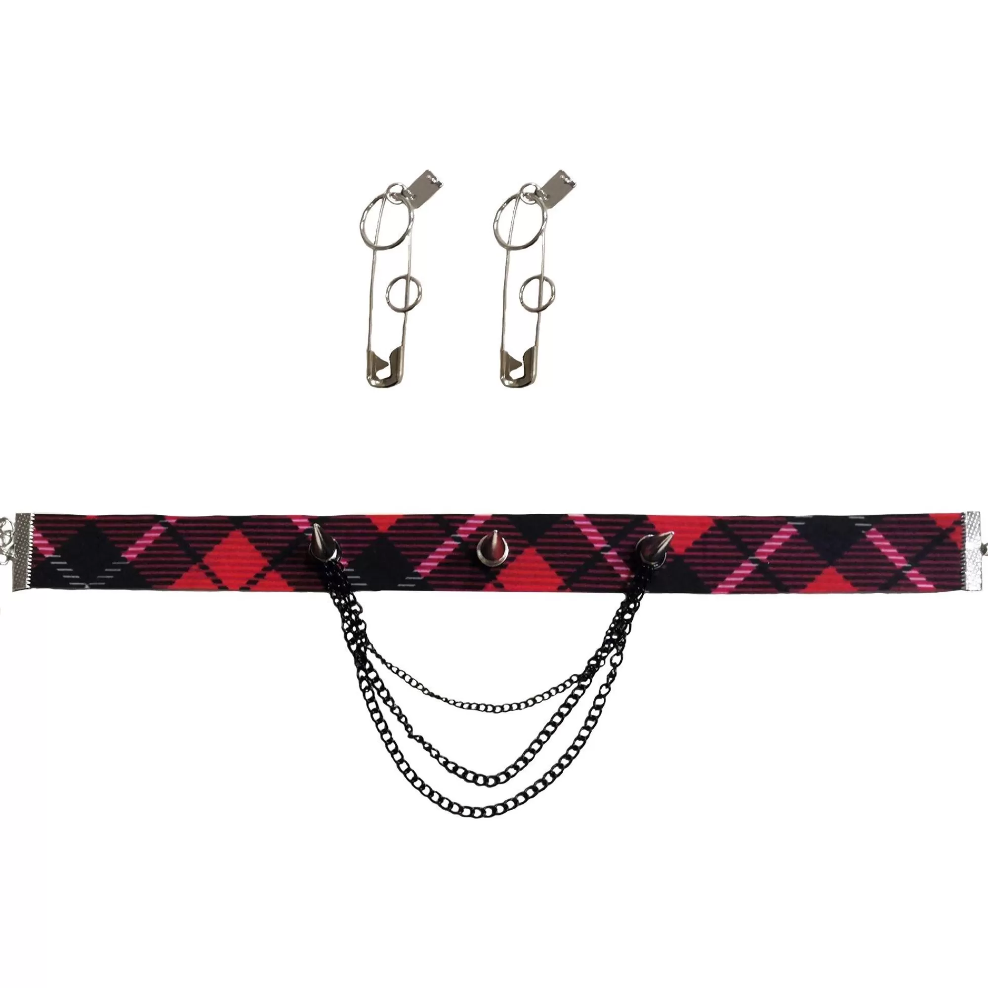 Party City Jewelry-Plaid Punk Jewelry Set, 3Pc