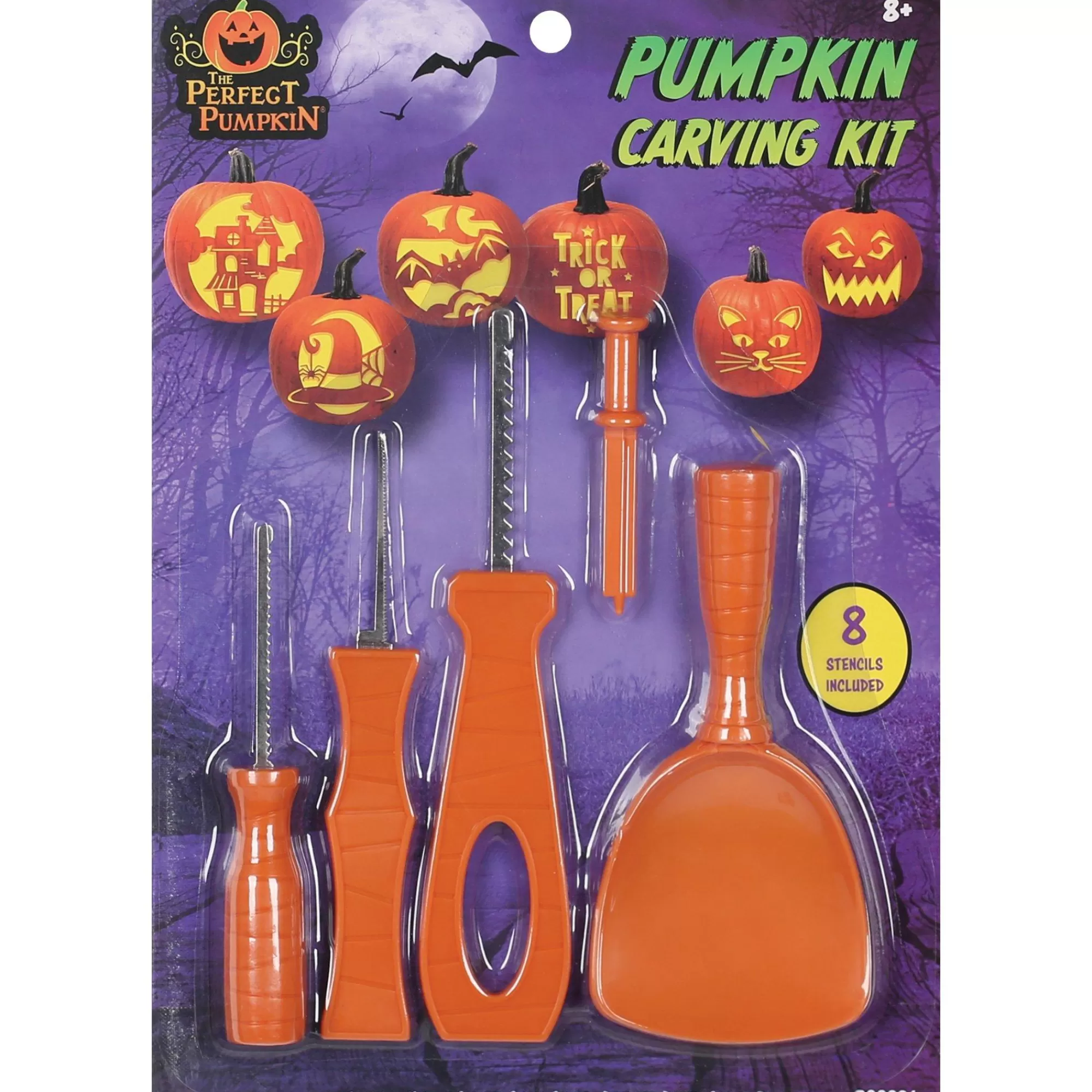 Party City Pumpkin Carving Kits | Plastic & Stainless Pumpkin Carving Kit With Paper Stencils, 13Pc