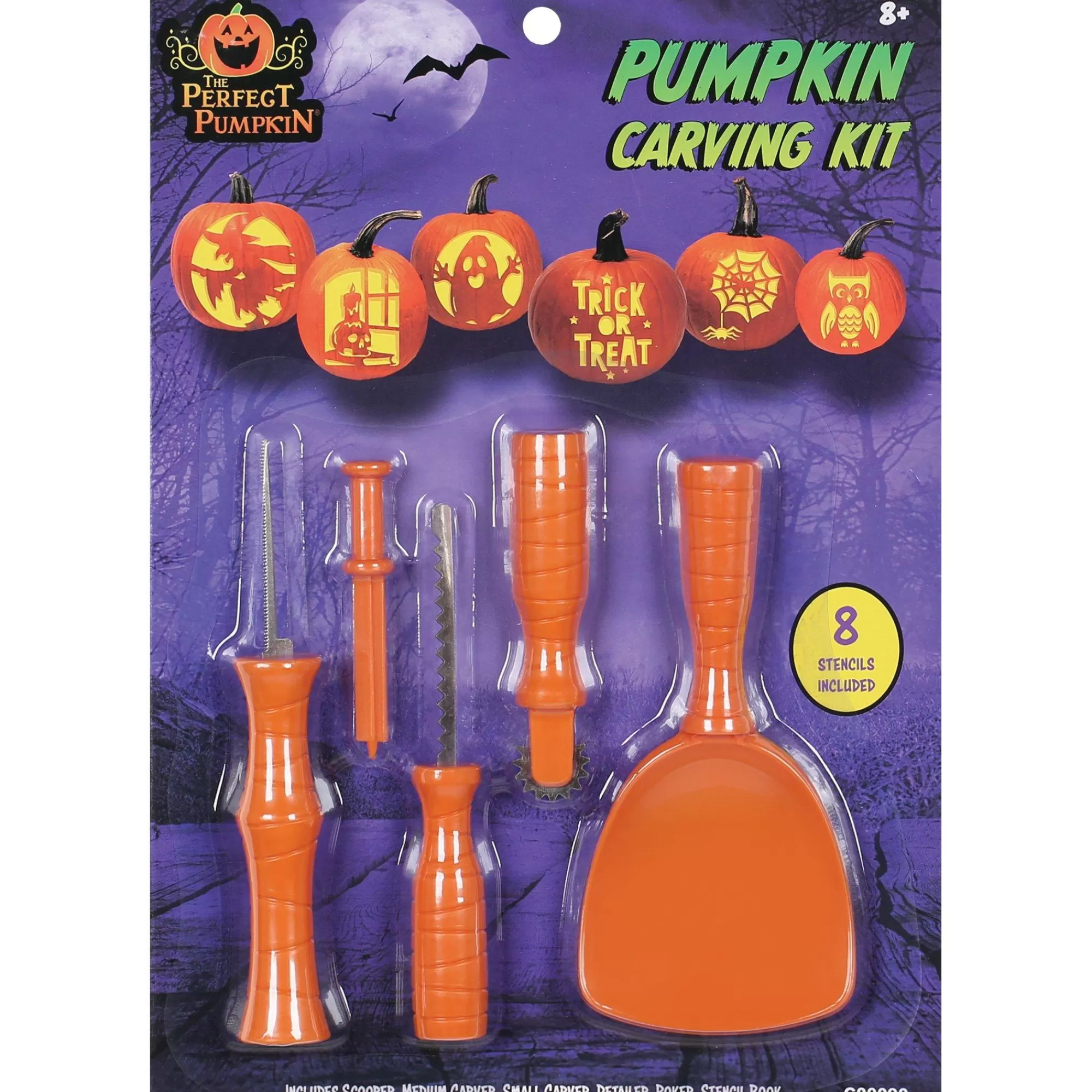 Party City Pumpkin Carving Kits | Plastic & Stainless Pumpkin Carving Kit With Paper Stencils, 13Pc