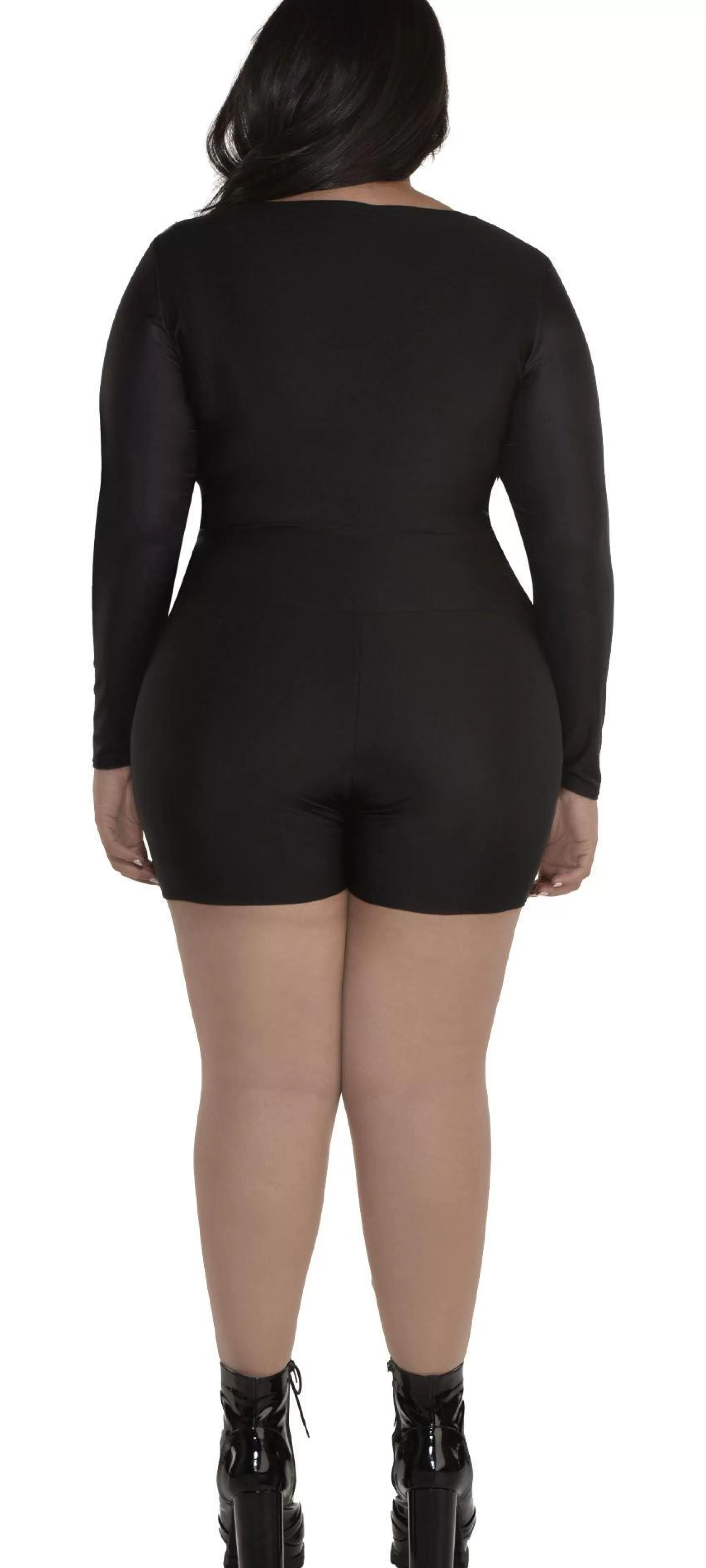 Party City Sexy-Plus Size Skeleton Crop Top & Biker Shorts Set For Adults