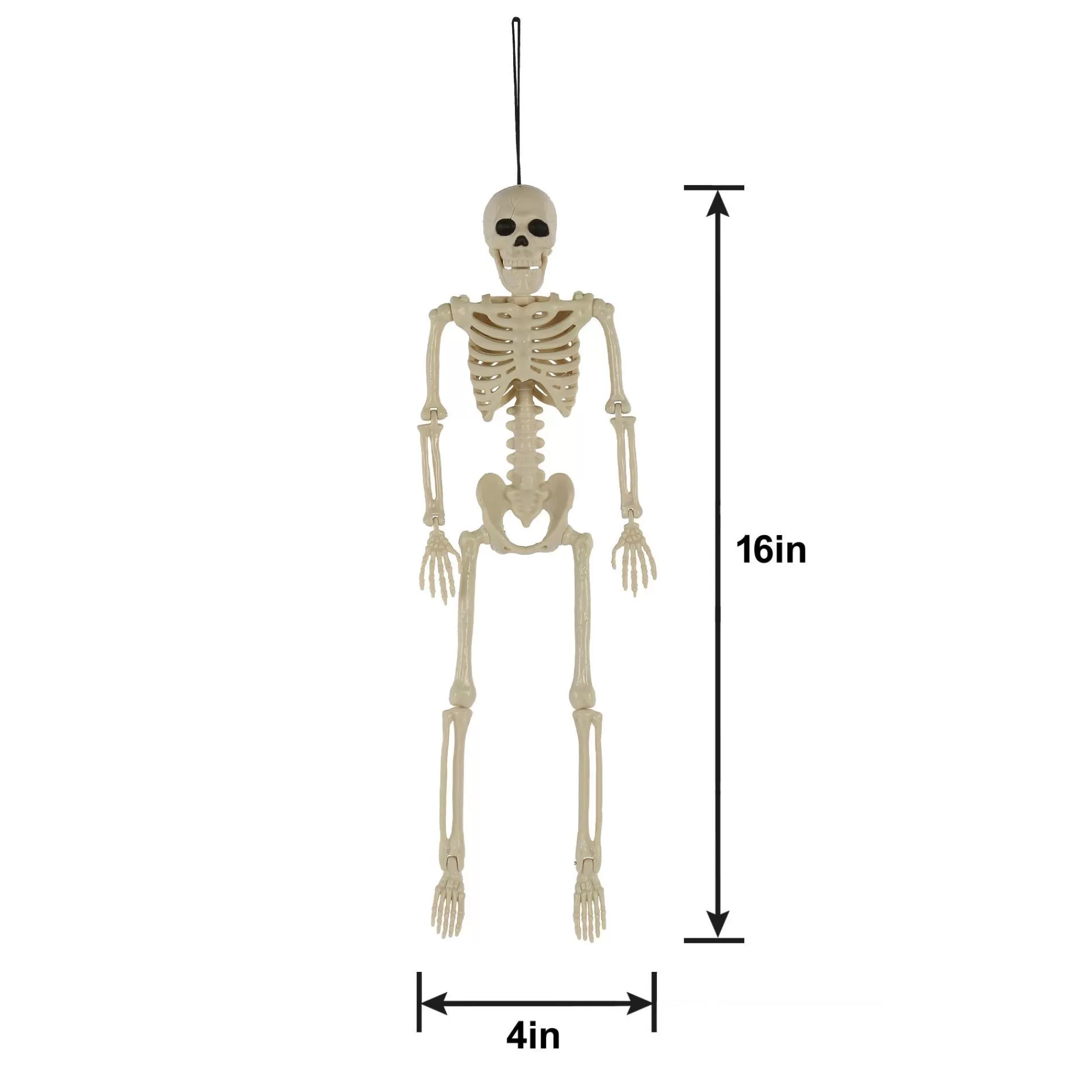 Party City Hanging Decorations | Poseable Plastic Hanging Skeleton, 15.5In