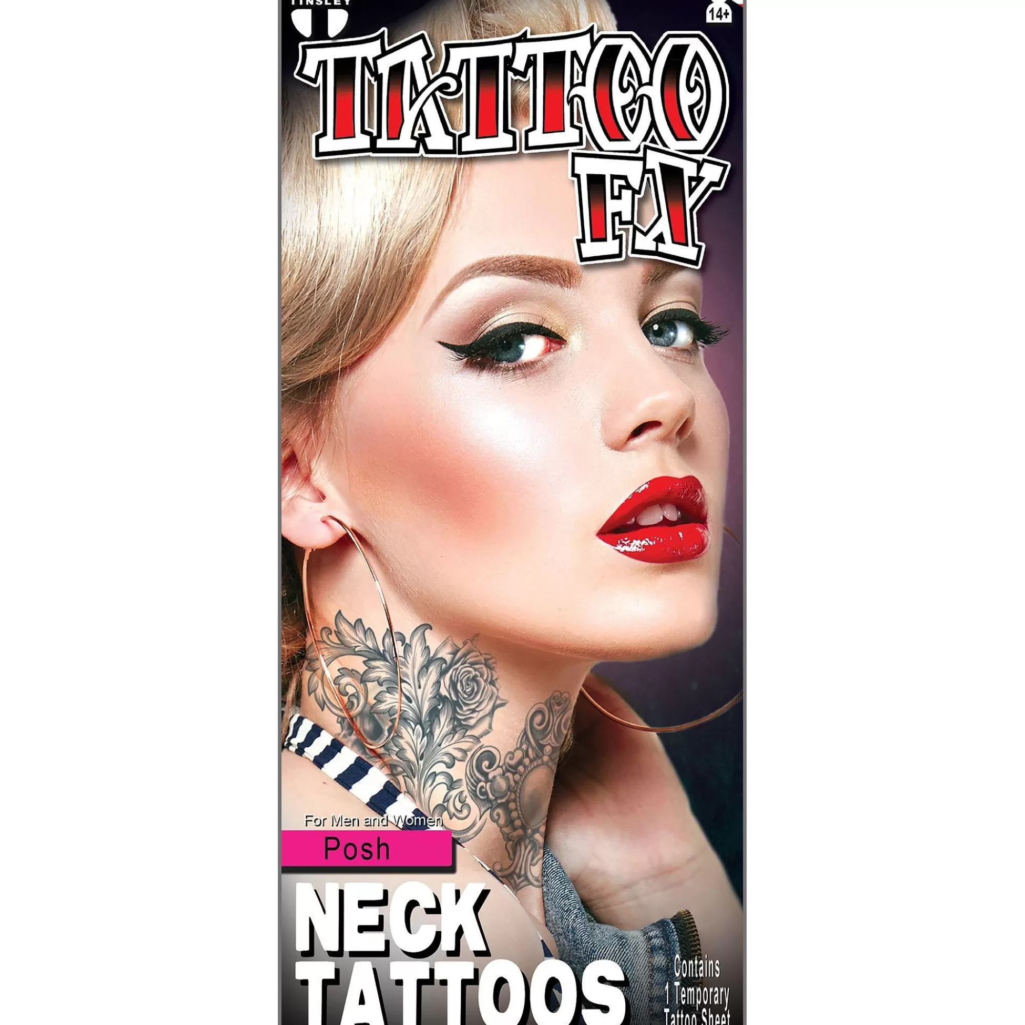 Party City Makeup-Posh Neck Tattoo 1 Sheet - Tinsley Transfers