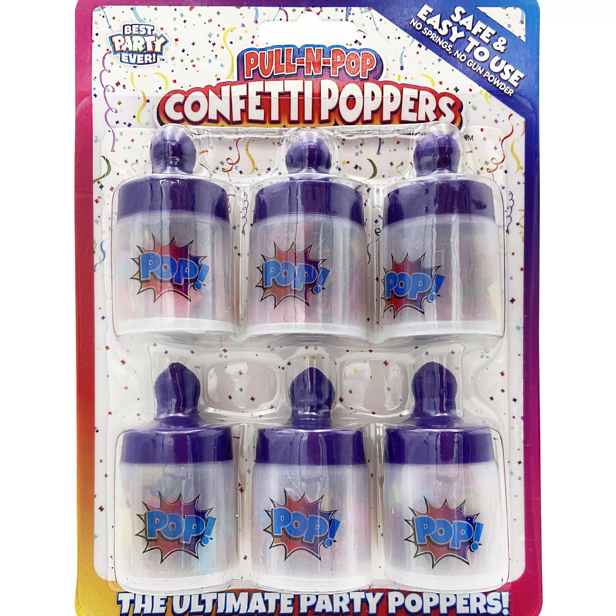 Party City Baking Supplies-Pull-N-Pop Confetti Party Poppers, 6Ct