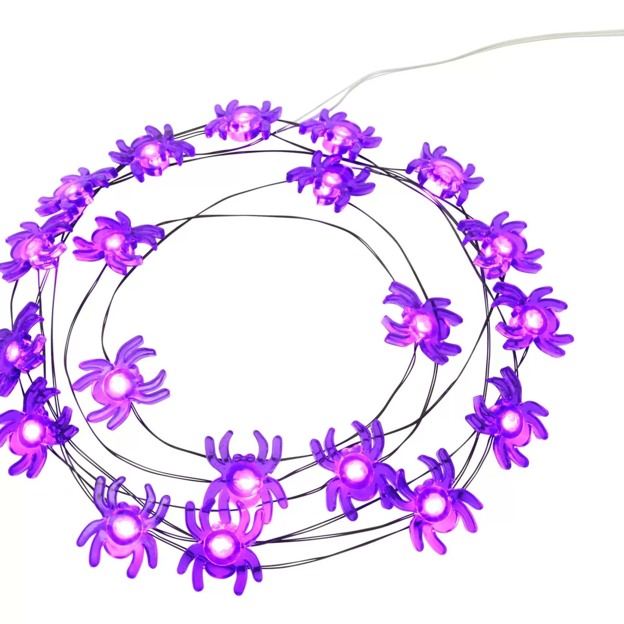 Party City Strobe Lights & Black Lights | Purple Spider Halloween Led Plastic String Lights, 20 Bulbs, 6.3Ft