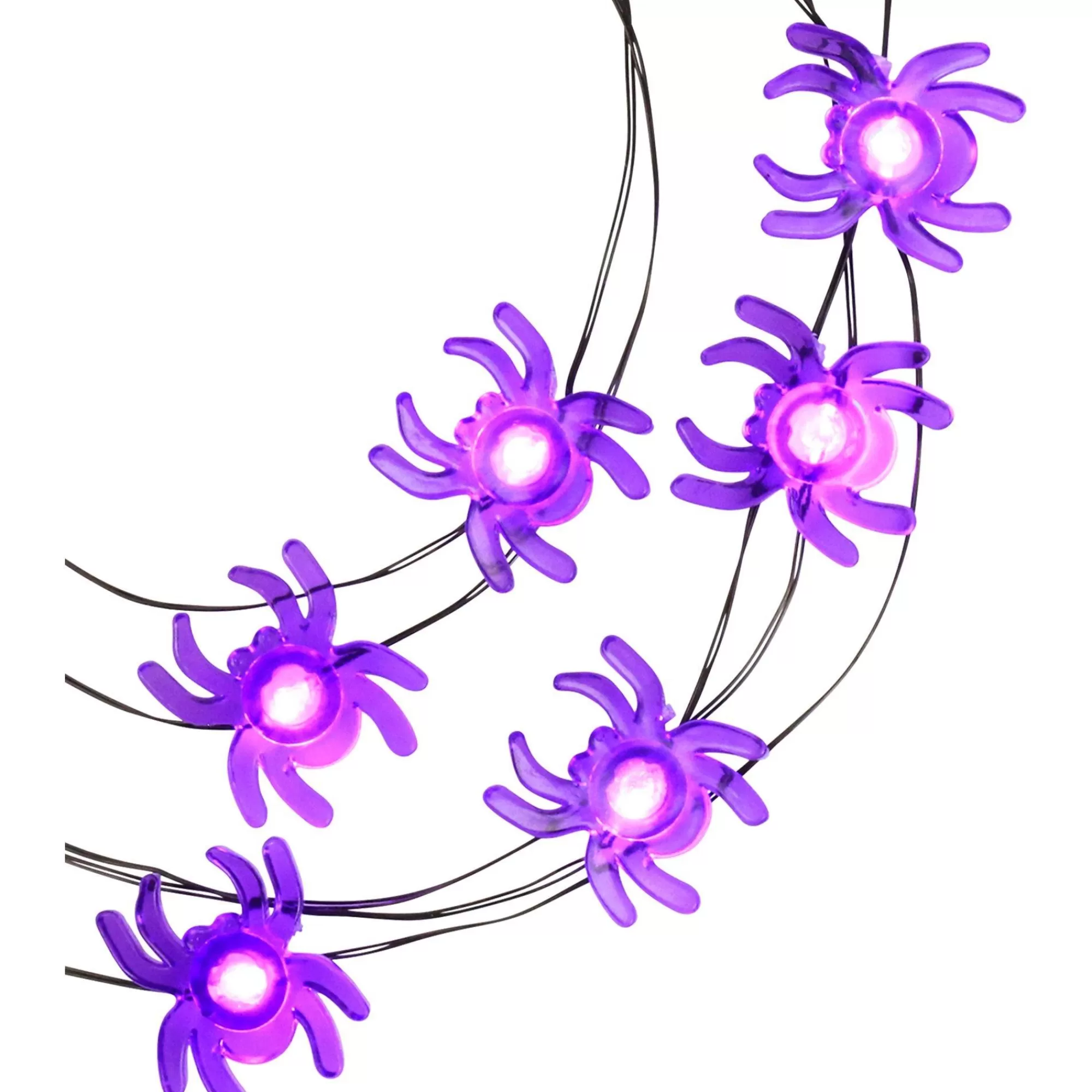 Party City Spiderweb Night | Purple Spider Halloween Led Plastic String Lights, 20 Bulbs, 6.3Ft