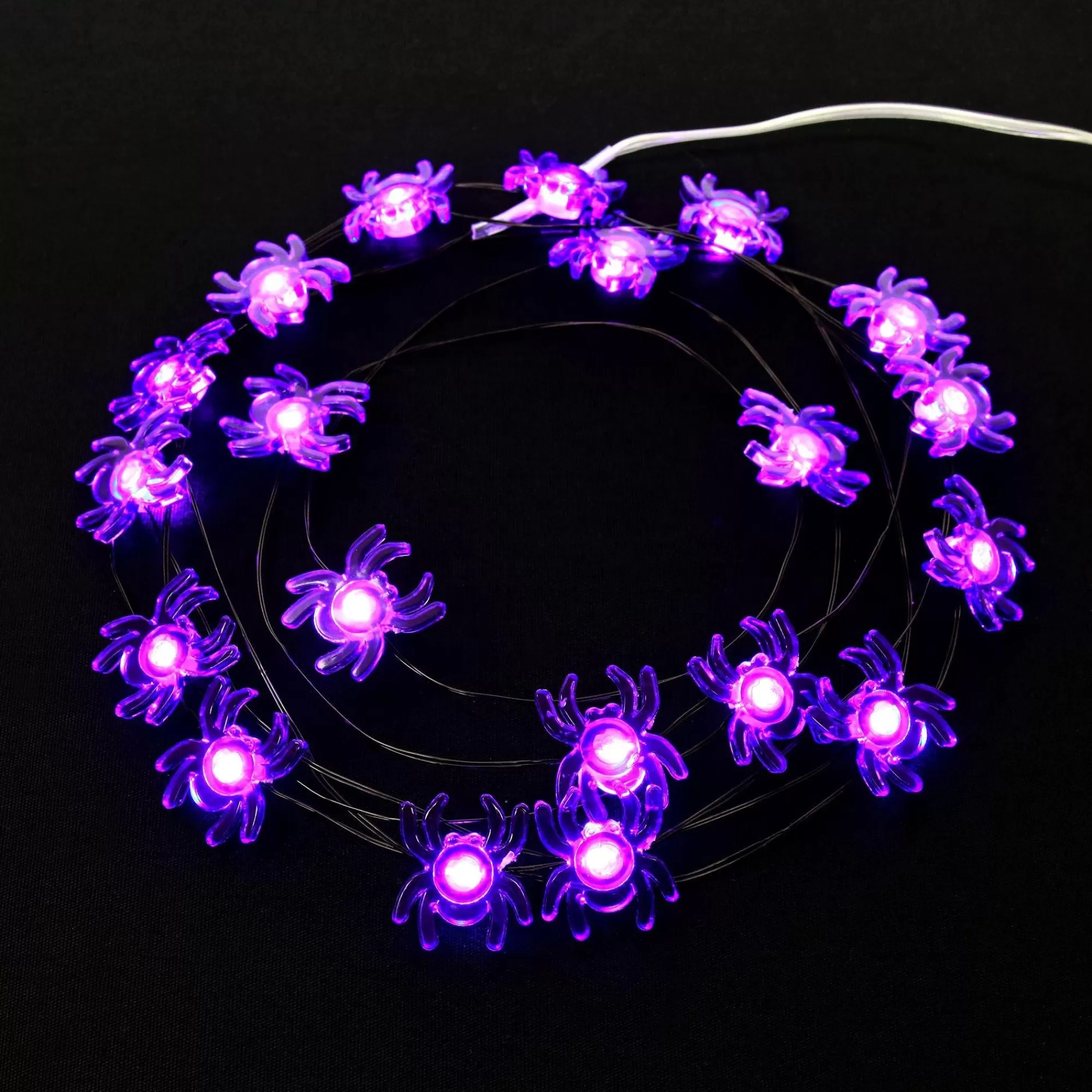Party City Spiderweb Night | Purple Spider Halloween Led Plastic String Lights, 20 Bulbs, 6.3Ft