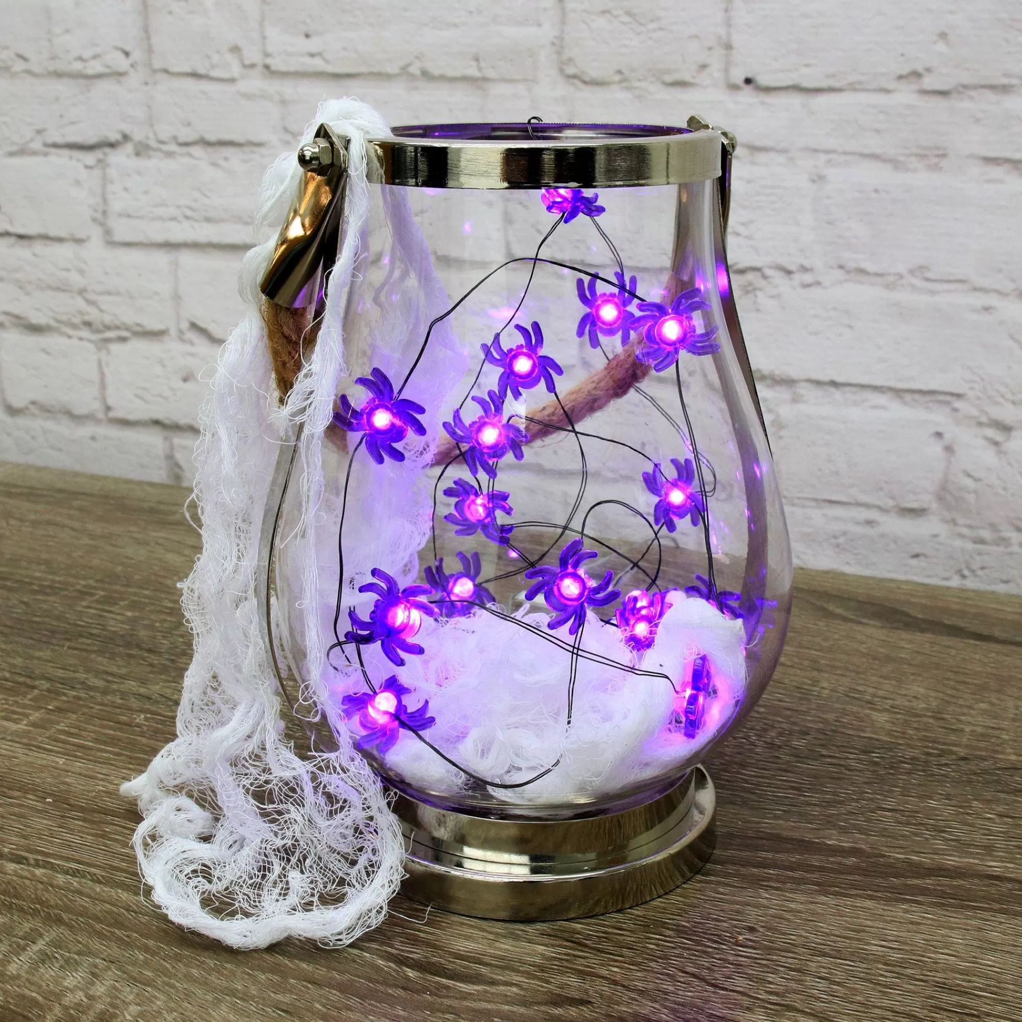 Party City Spiderweb Night | Purple Spider Halloween Led Plastic String Lights, 20 Bulbs, 6.3Ft