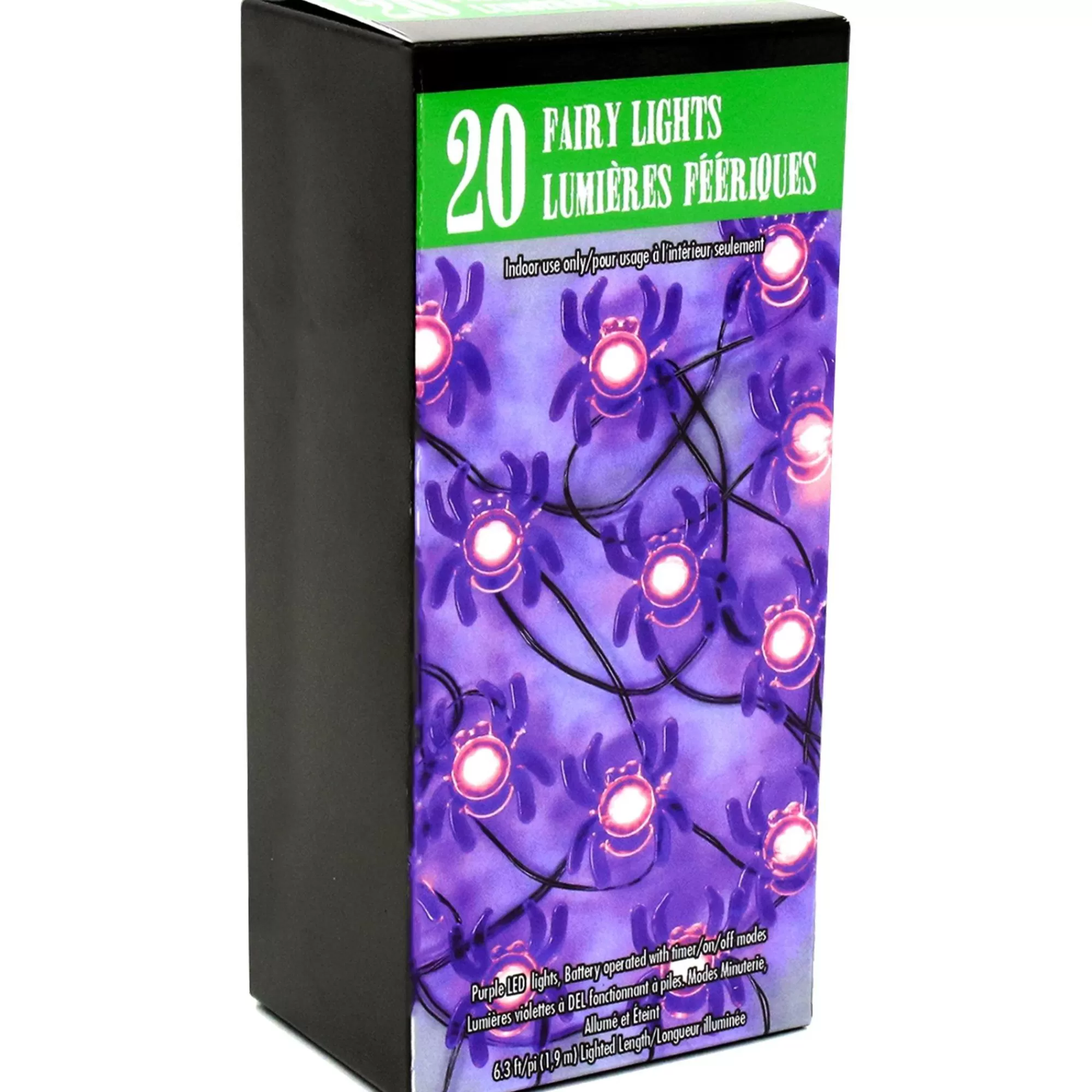 Party City Spiderweb Night | Purple Spider Halloween Led Plastic String Lights, 20 Bulbs, 6.3Ft