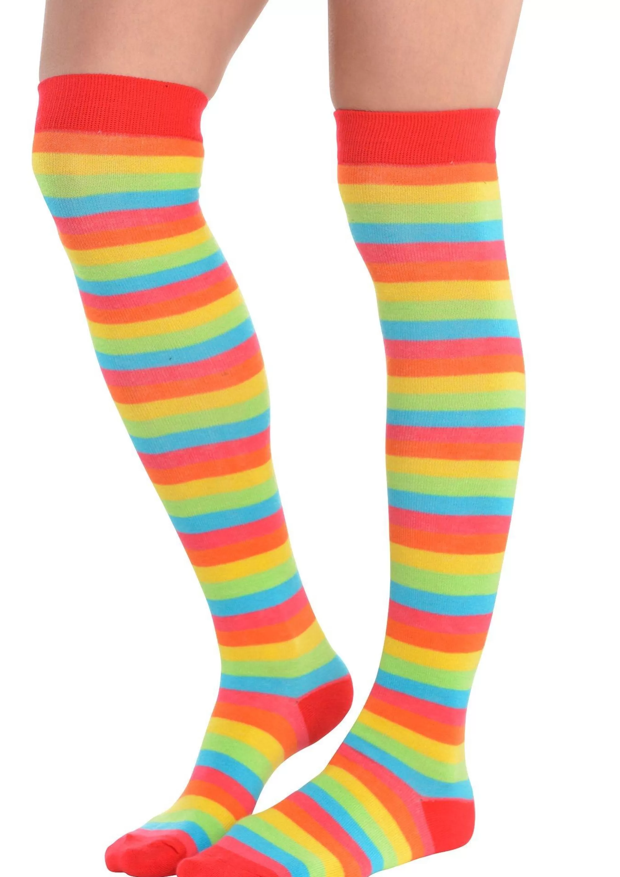 Party City Tights-Rainbow Striped Knee High Socks