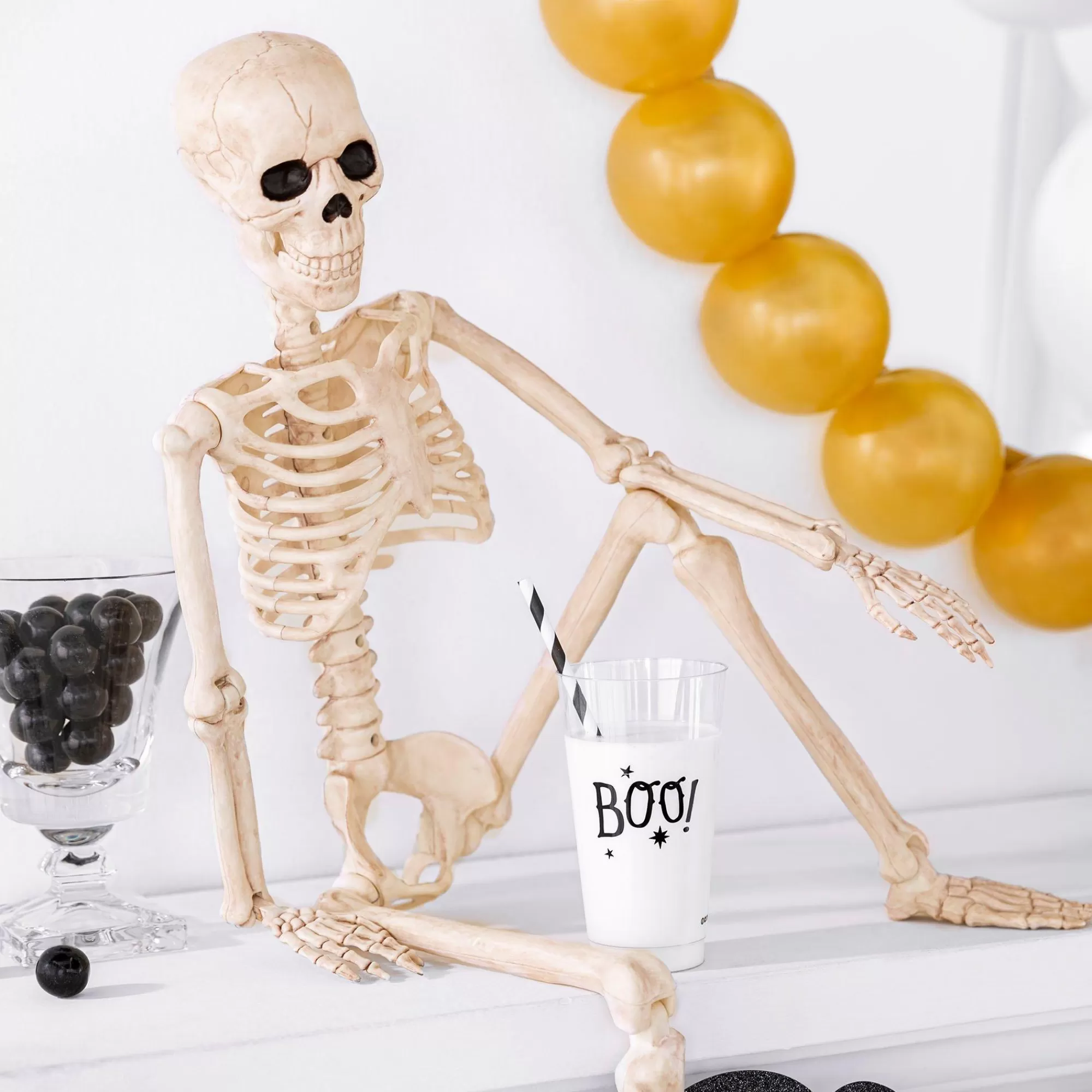 Party City Boneyard Glam | Realistic Hanging Skeleton, 3Ft - Halloween Decoration