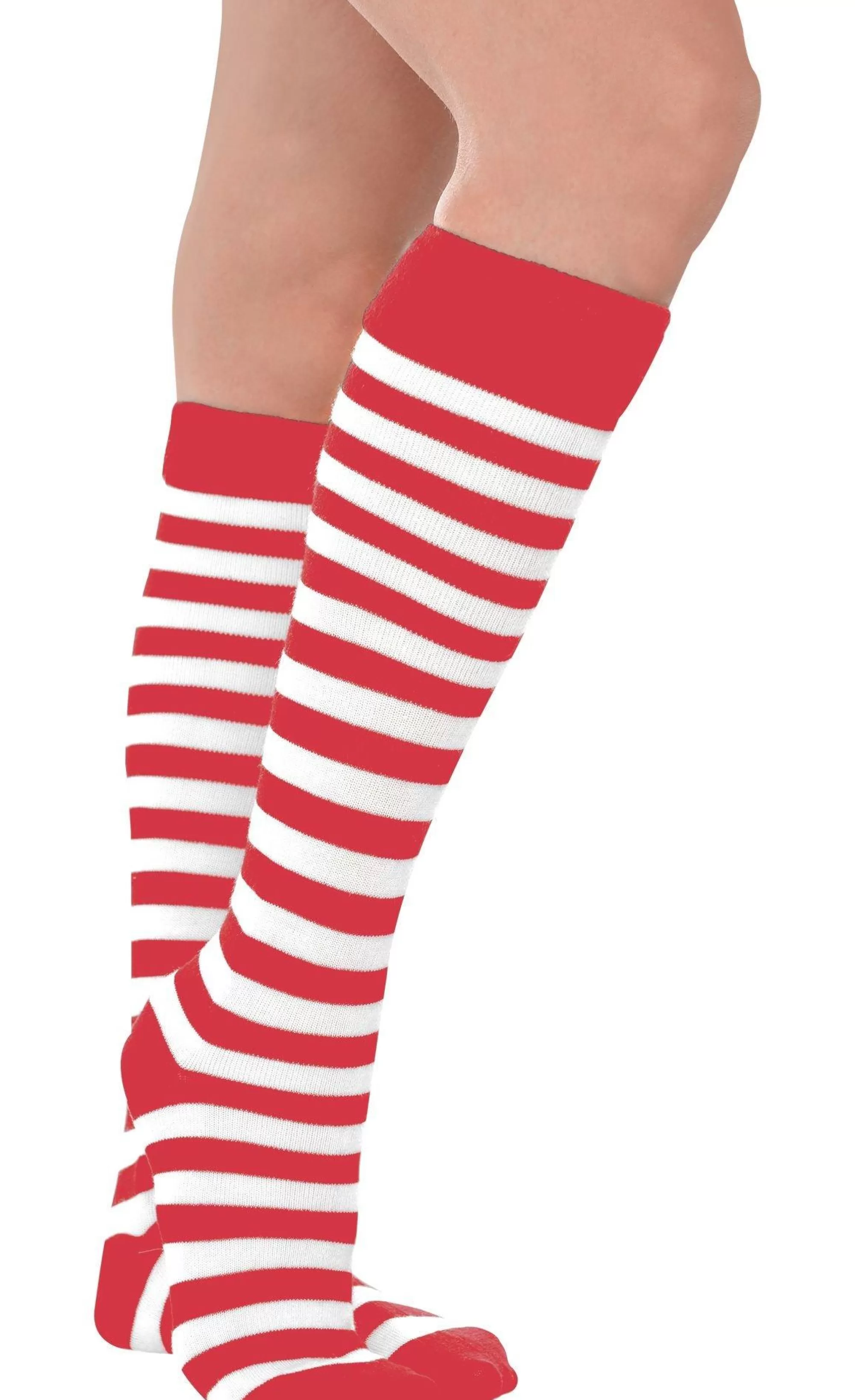 Party City Tights-Red & White Striped Socks