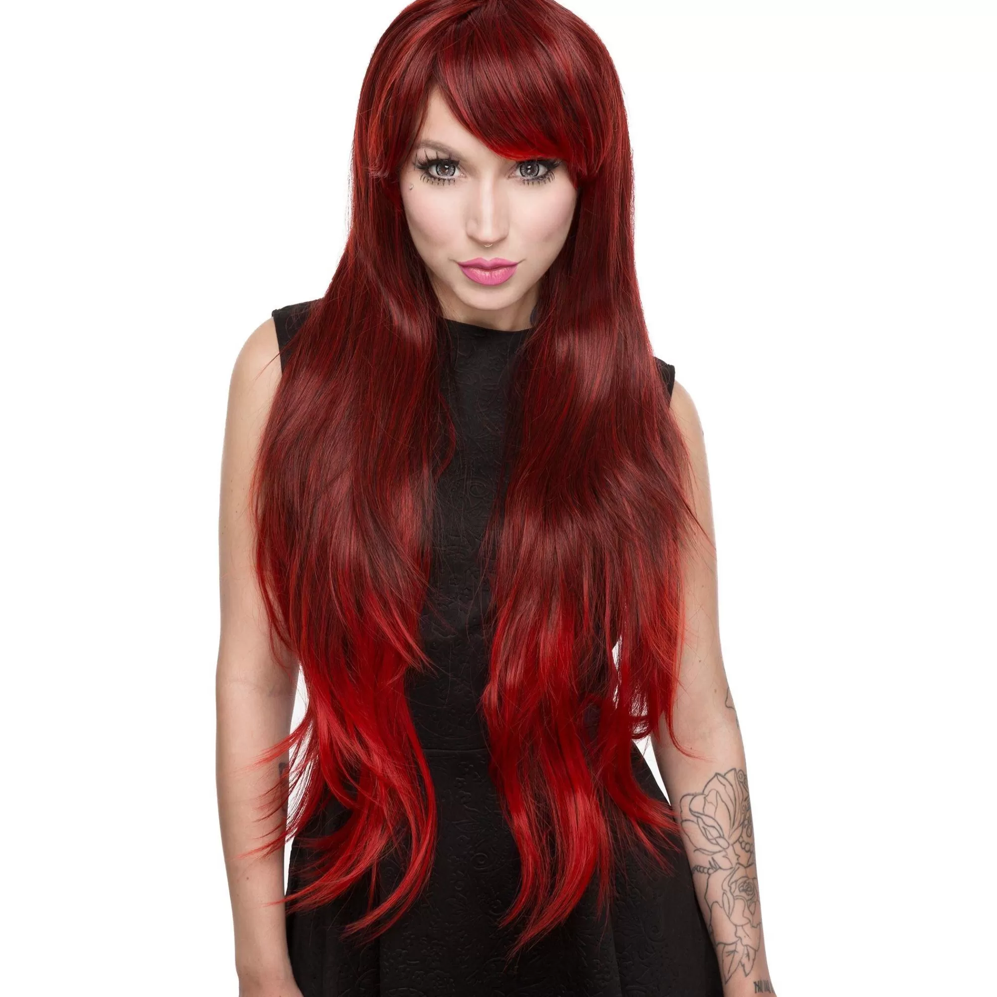 Party City Wigs-Red Wine Ombre Wig