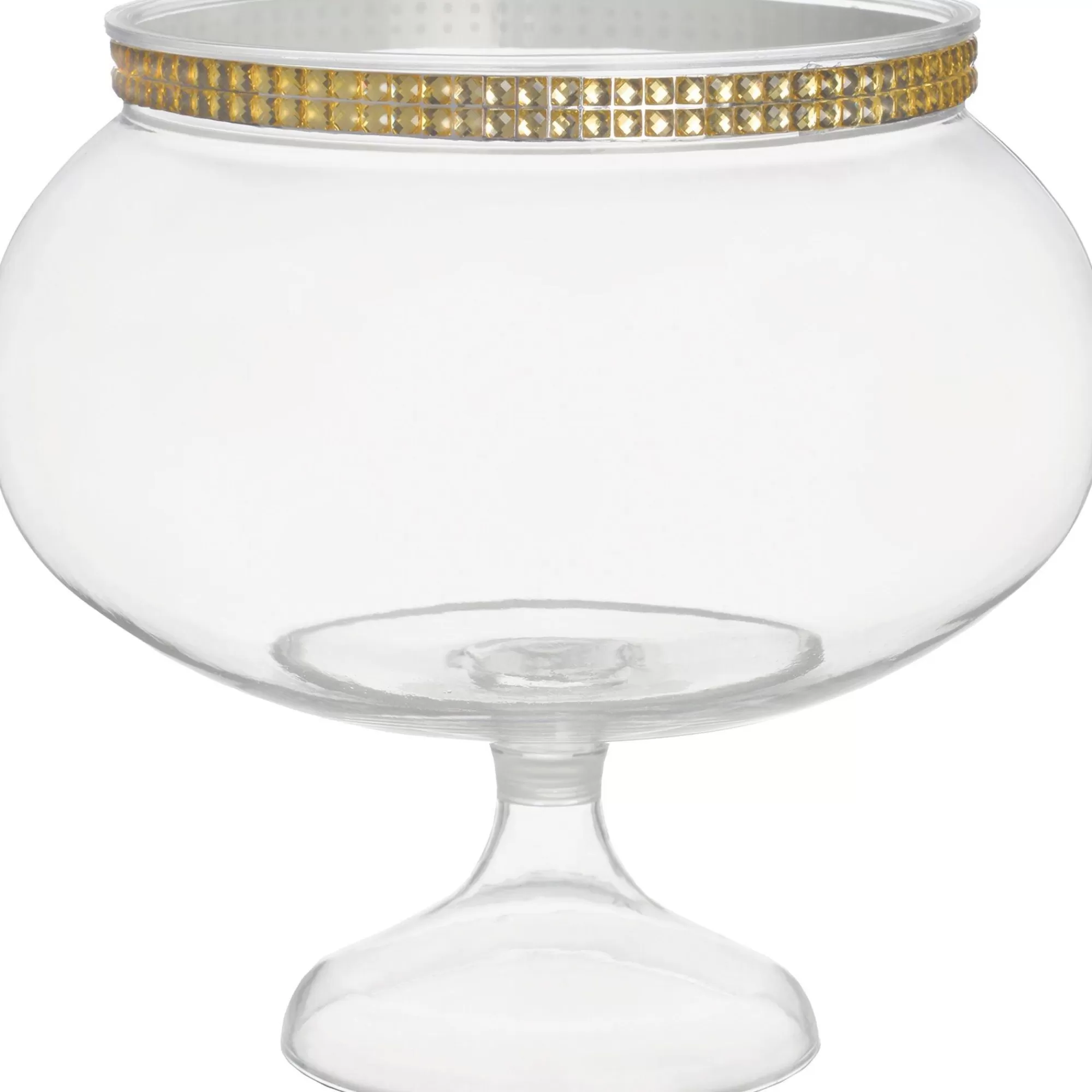 Party City Candy Buffet By Color-Rhinestone Plastic Pedestal Bowl, 60Oz Gold