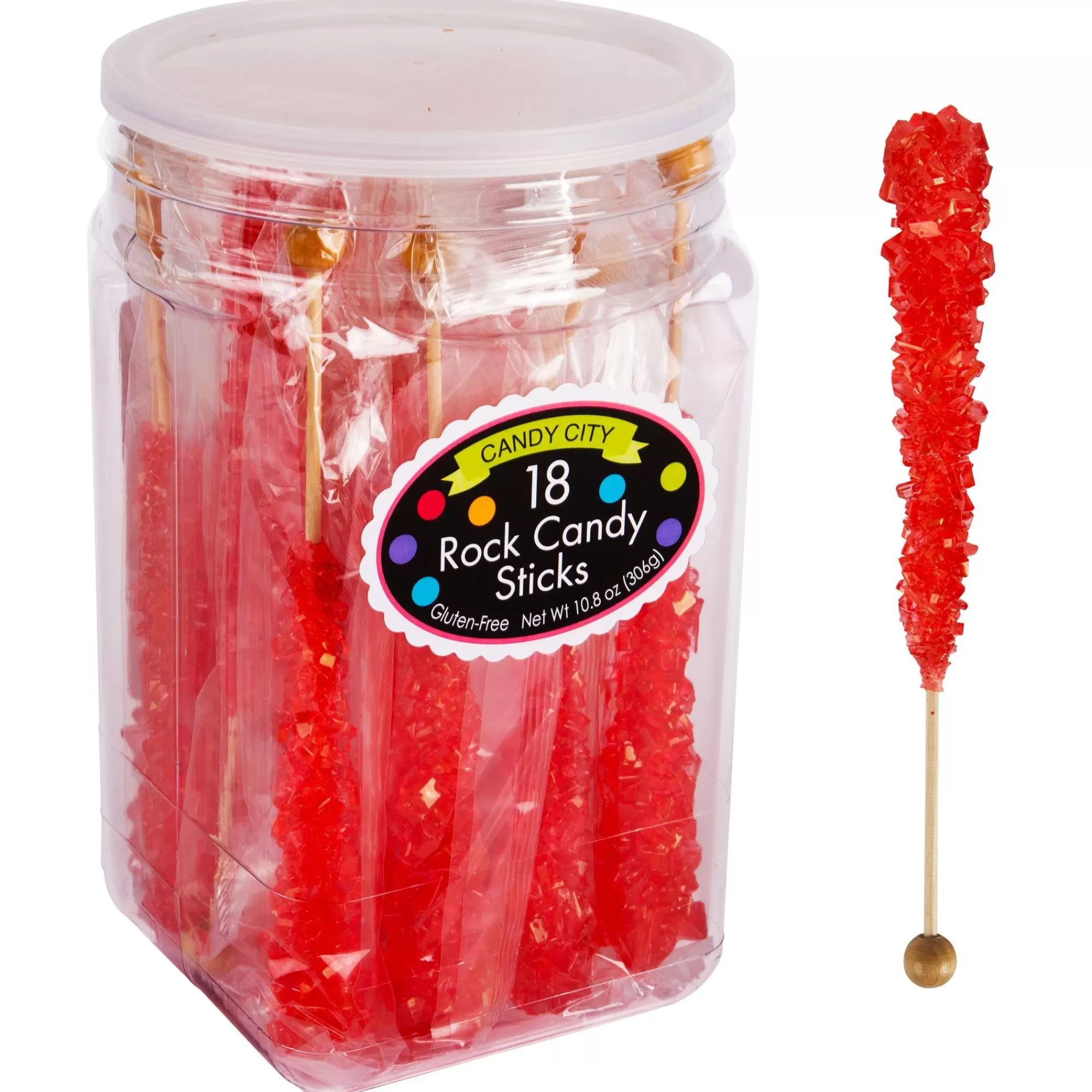 Party City Candy Buffet By Color-Rock Candy Sticks, 18Ct - Cherry Flavor Red