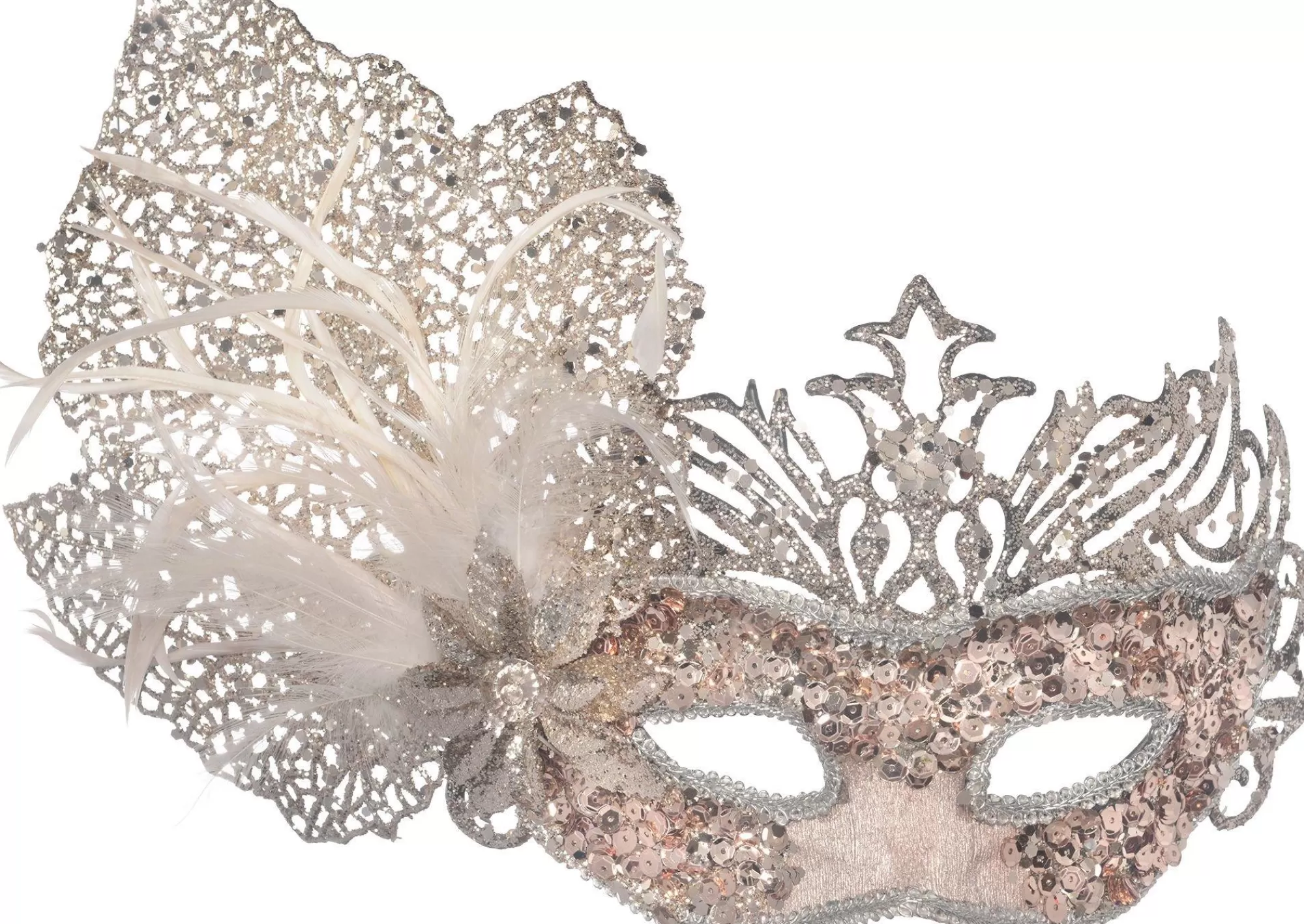 Party City Masquerade-Rose Gold Glitter Crown Masquerade Mask