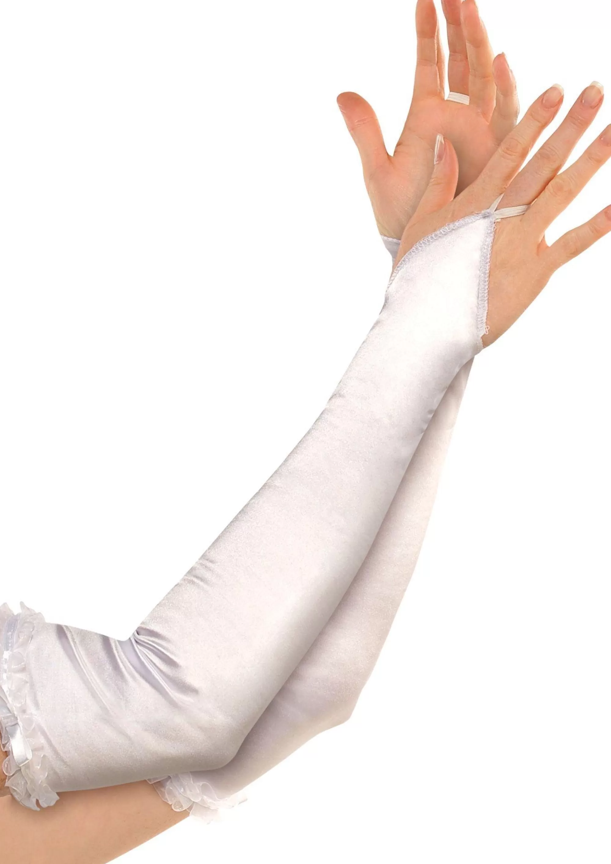 Party City Gloves-Satin White Arm Warmers