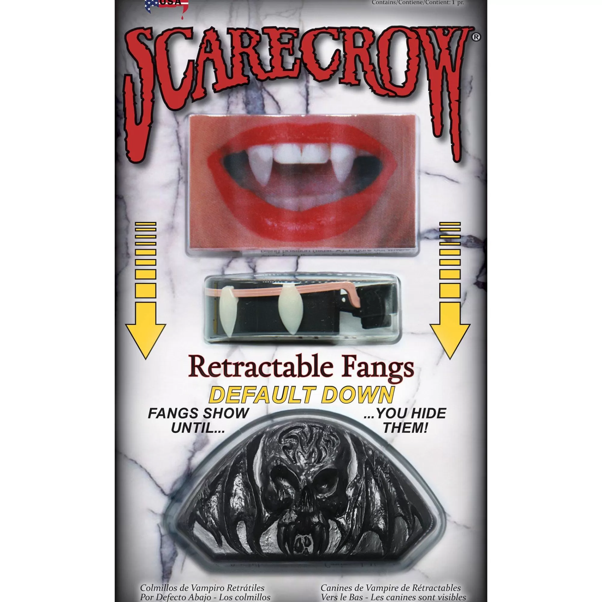 Party City Fangs, Teeth-Scarecrow Default Down Retractable Fangs, 17Mm, 2Pc