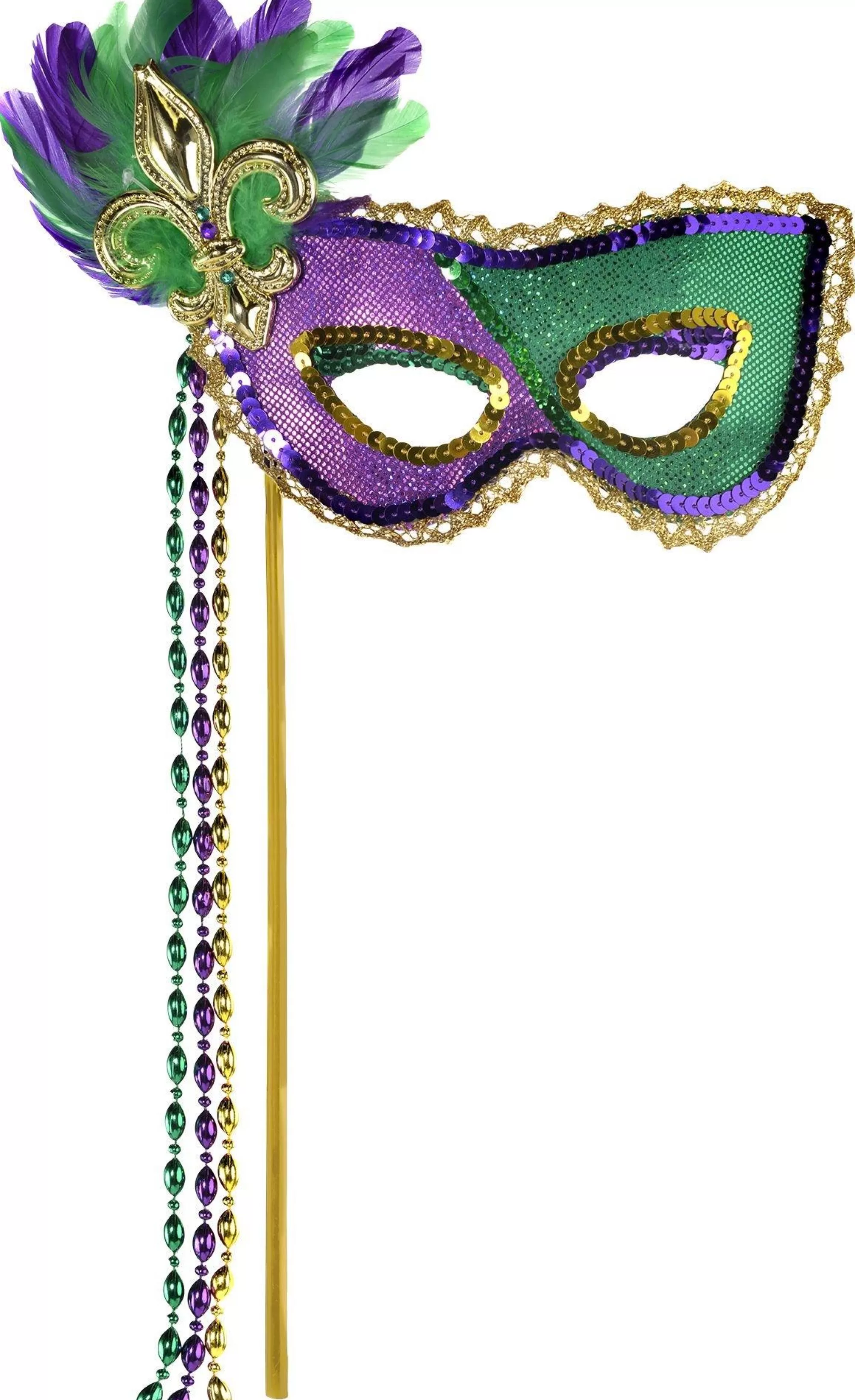 Party City Masquerade-Sequin Mardi Gras Masquerade Mask On A Stick