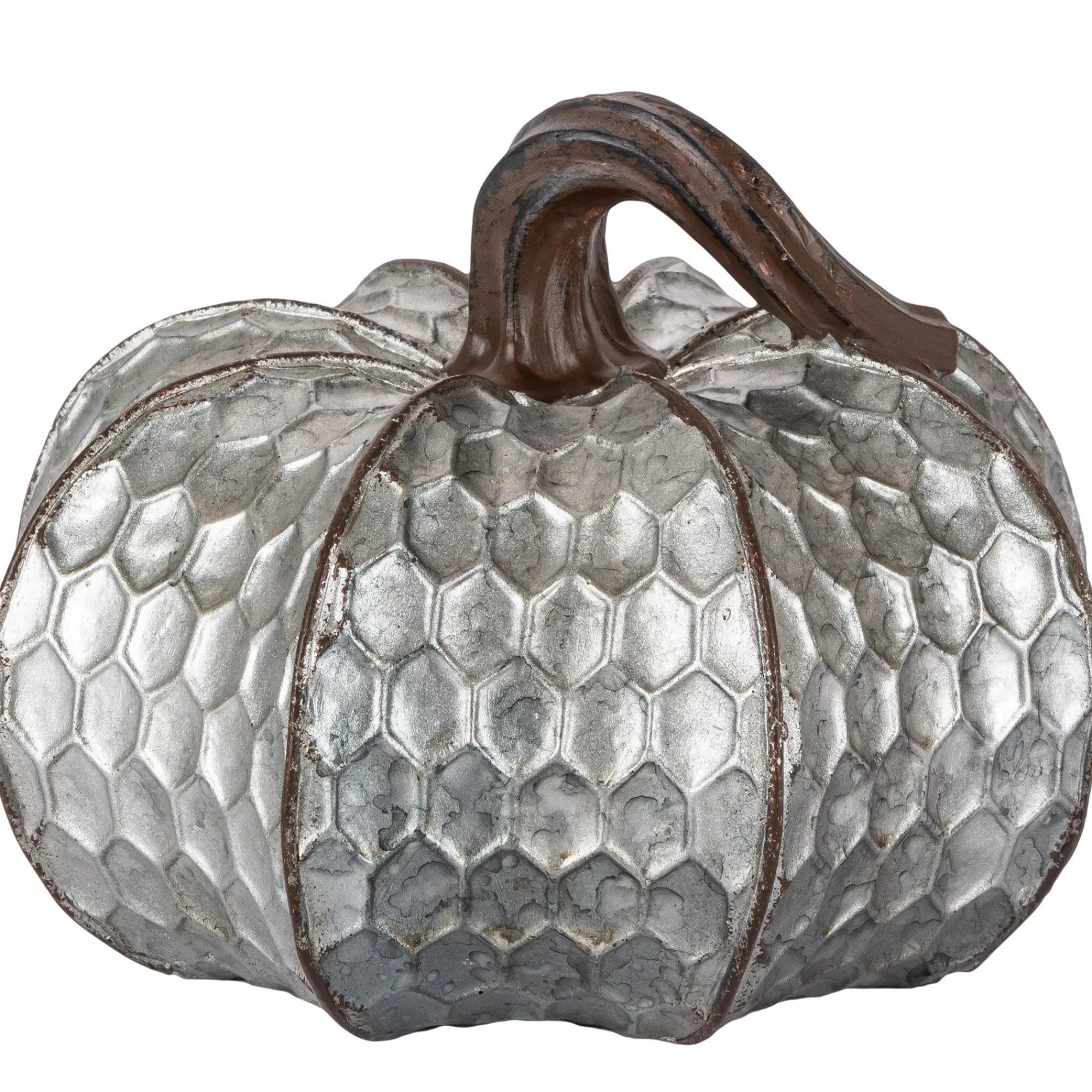 Party City Table Décor & Centerpieces | Short Metal-Look Stone & Resin Pumpkin, 5.9In