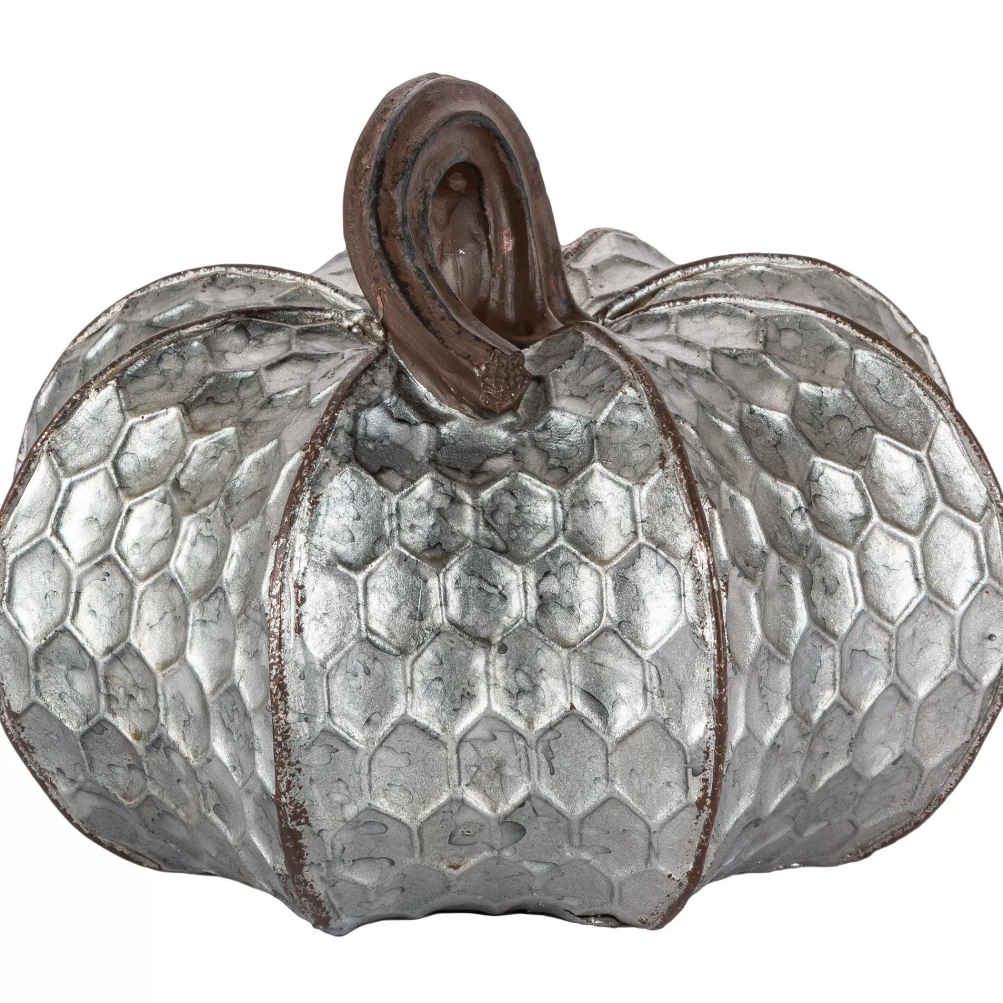 Party City Table Décor & Centerpieces | Short Metal-Look Stone & Resin Pumpkin, 5.9In