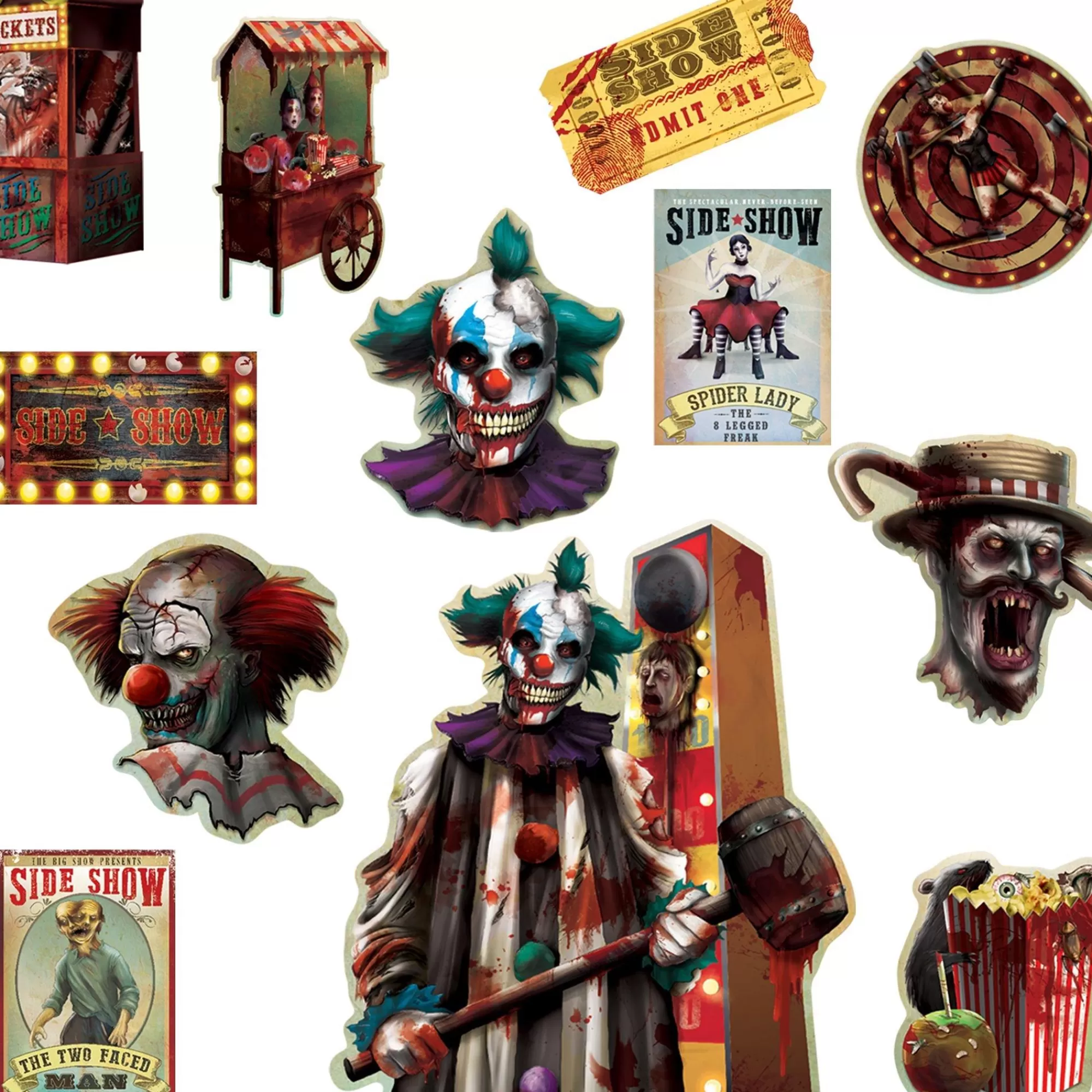 Party City Window & Wall Décor | Side Show Cutouts 12Ct - Creepy Carnival