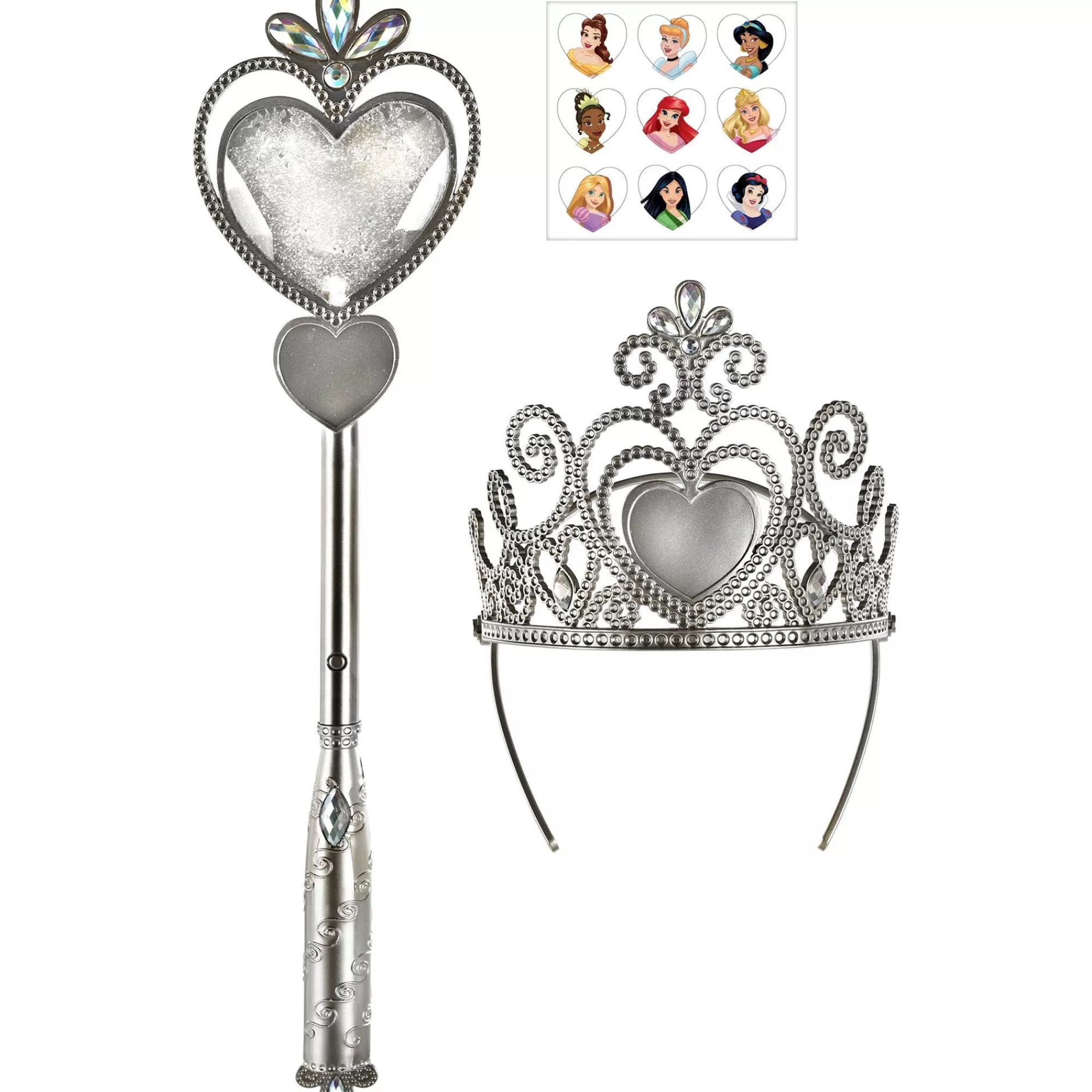 Party City Tiaras, Crowns-Silver Disney Princess Tiara & Wand Costume Accessory Kit