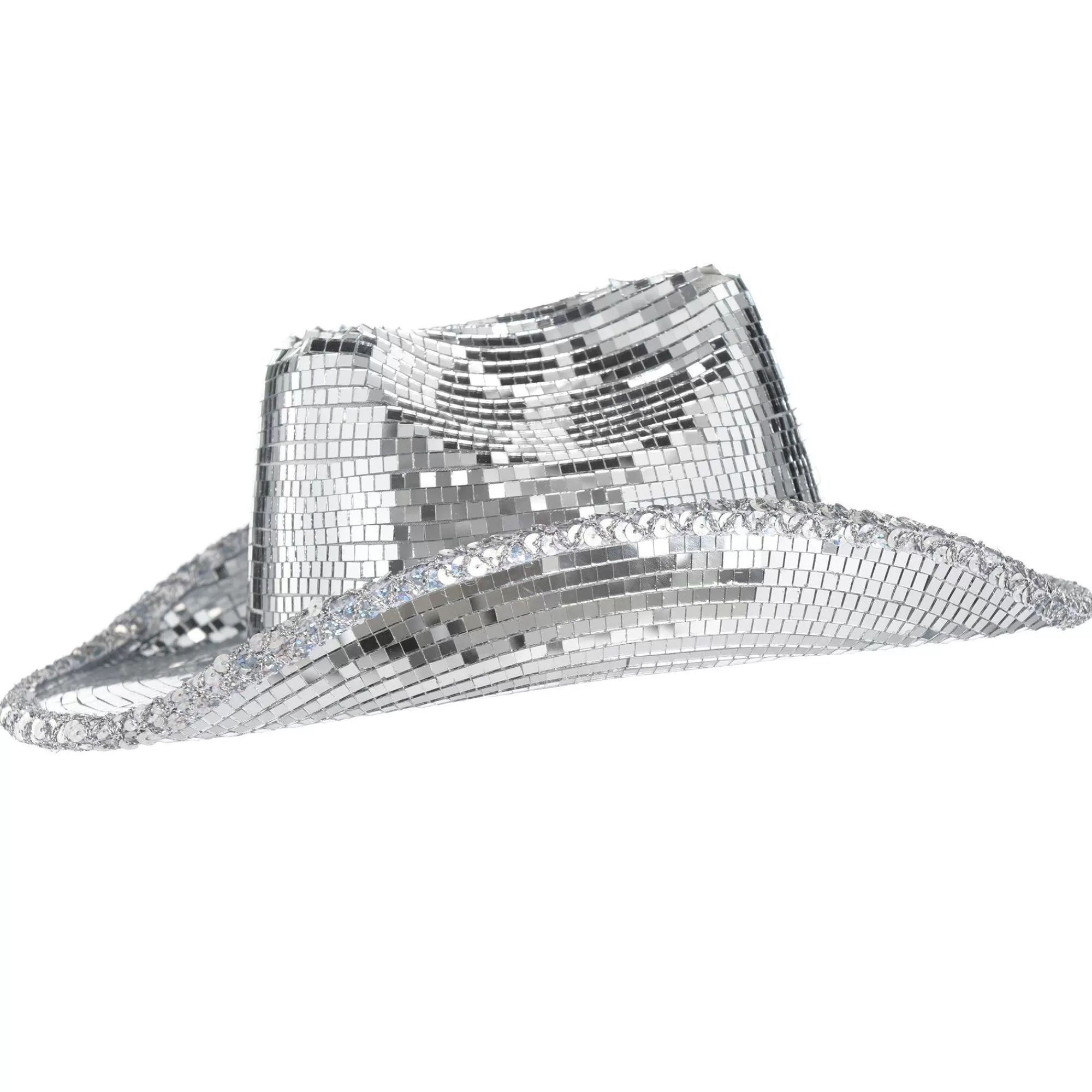 Party City Cowboy-Silver Mirror Disco Cowboy Hat